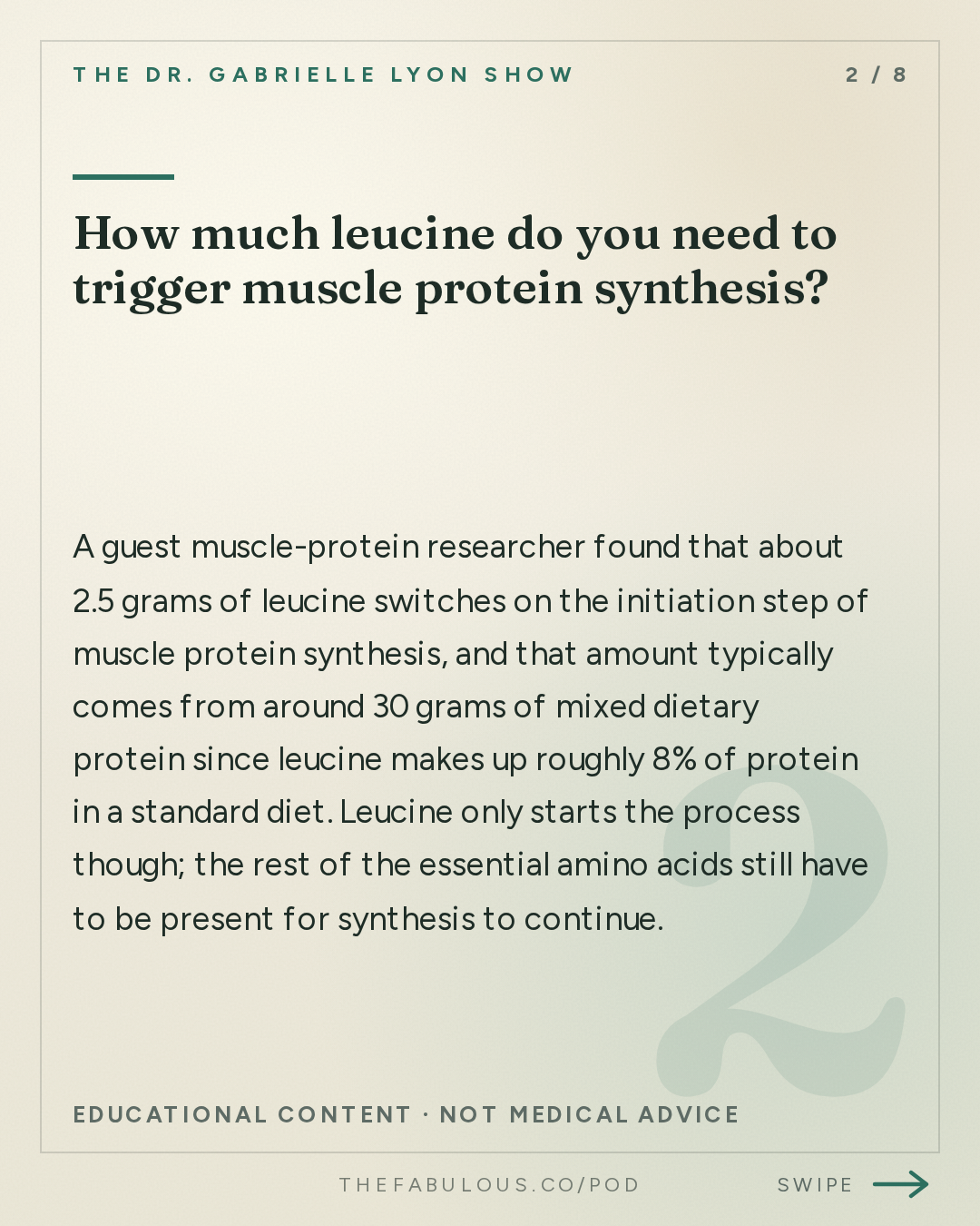 How much leucine do you need to trigger muscle protein synthesis? — The Dr. Gabrielle Lyon Show: Essential Amino Acids Explained: Protein Quality, Leucine, BCAAs and How Much You Need