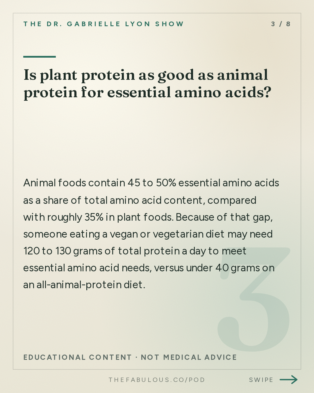 Is plant protein as good as animal protein for essential amino acids? — The Dr. Gabrielle Lyon Show: Essential Amino Acids Explained: Protein Quality, Leucine, BCAAs and How Much You Need