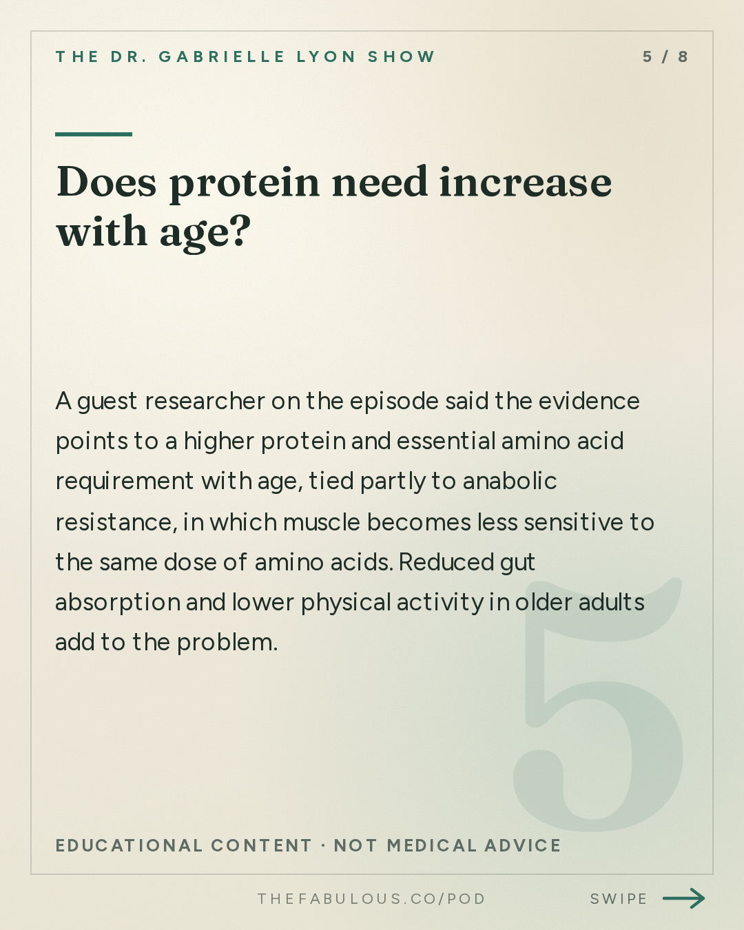 Does protein need increase with age? — The Dr. Gabrielle Lyon Show: Essential Amino Acids Explained: Protein Quality, Leucine, BCAAs and How Much You Need