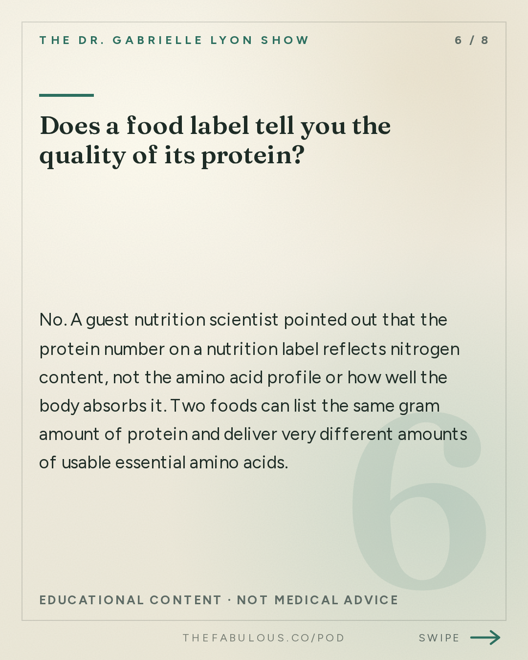 Does a food label tell you the quality of its protein? — The Dr. Gabrielle Lyon Show: Essential Amino Acids Explained: Protein Quality, Leucine, BCAAs and How Much You Need