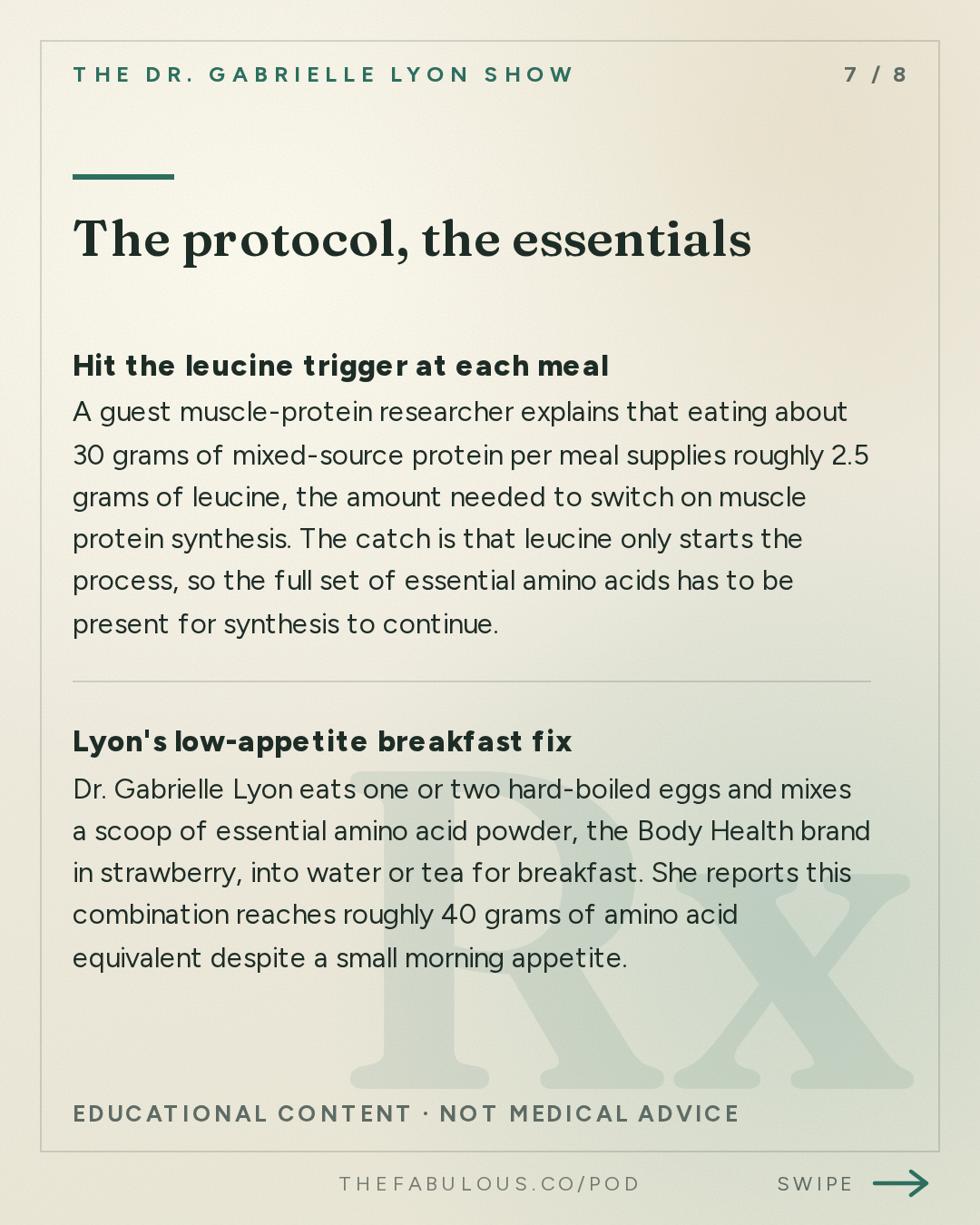 The protocol, the essentials — The Dr. Gabrielle Lyon Show: Essential Amino Acids Explained: Protein Quality, Leucine, BCAAs and How Much You Need