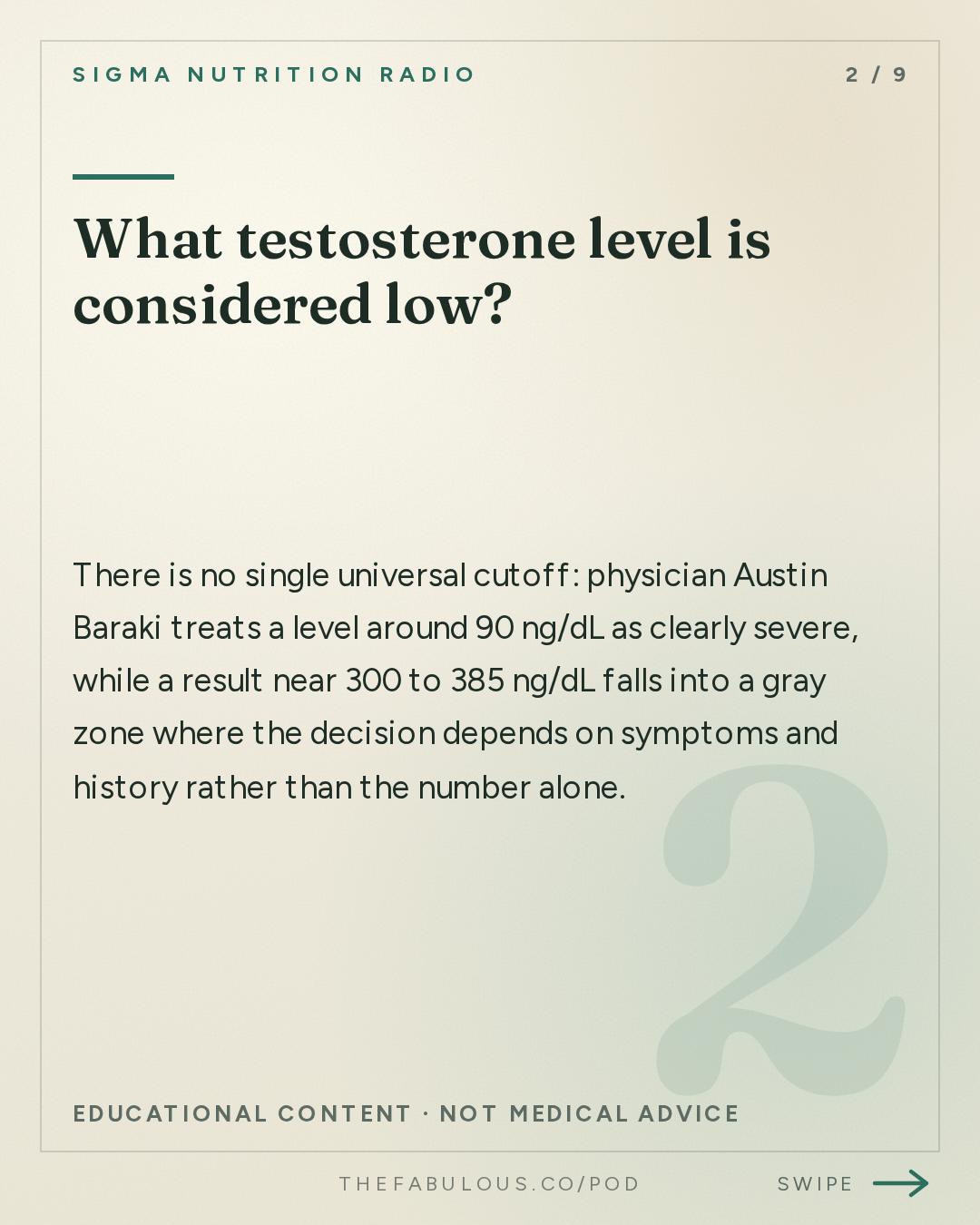 What testosterone level is considered low? — Sigma Nutrition Radio: #623: Testosterone Testing: What Do the Results Mean? When Does TRT Help? – Austin Baraki, MD