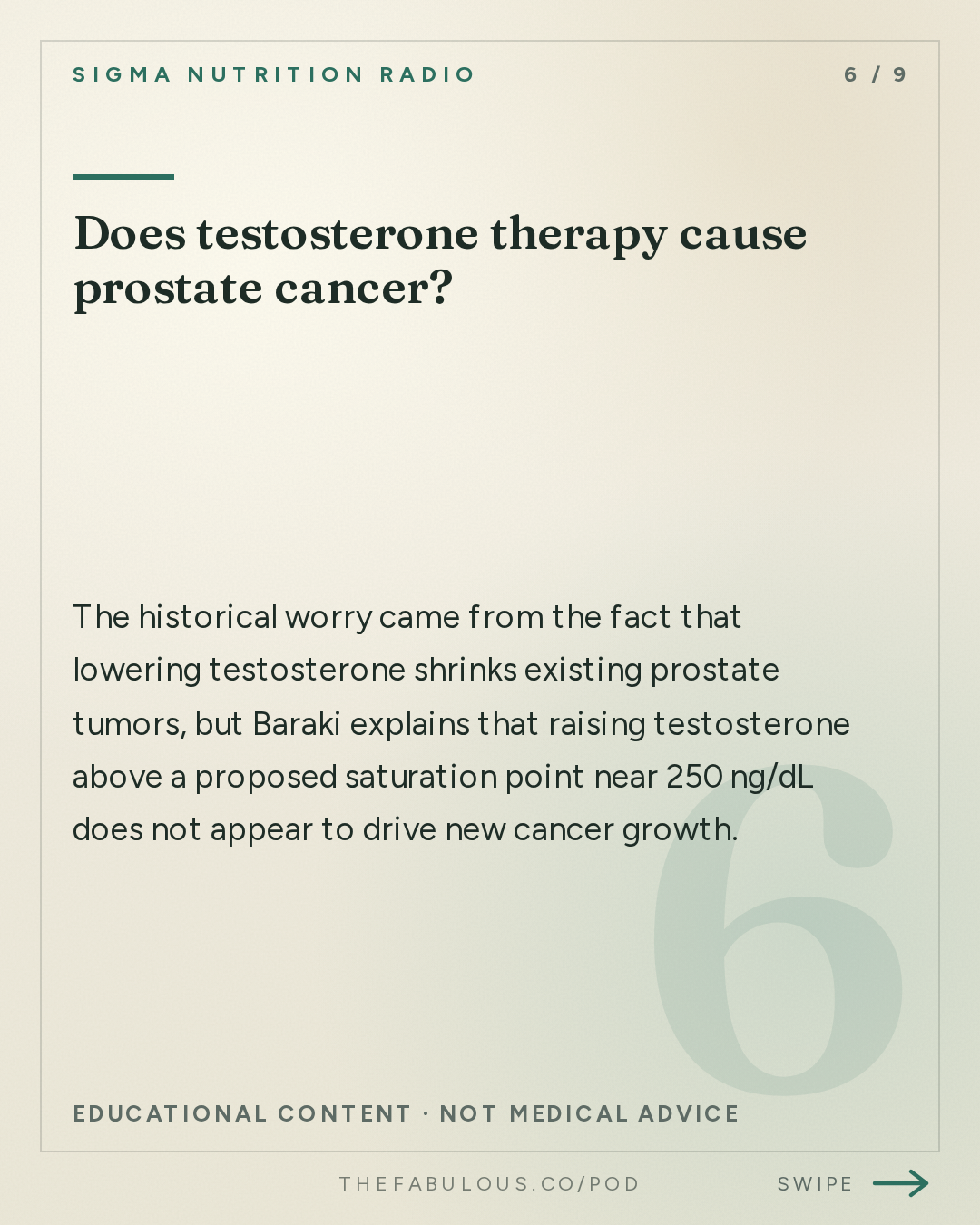 Does testosterone therapy cause prostate cancer? — Sigma Nutrition Radio: #623: Testosterone Testing: What Do the Results Mean? When Does TRT Help? – Austin Baraki, MD