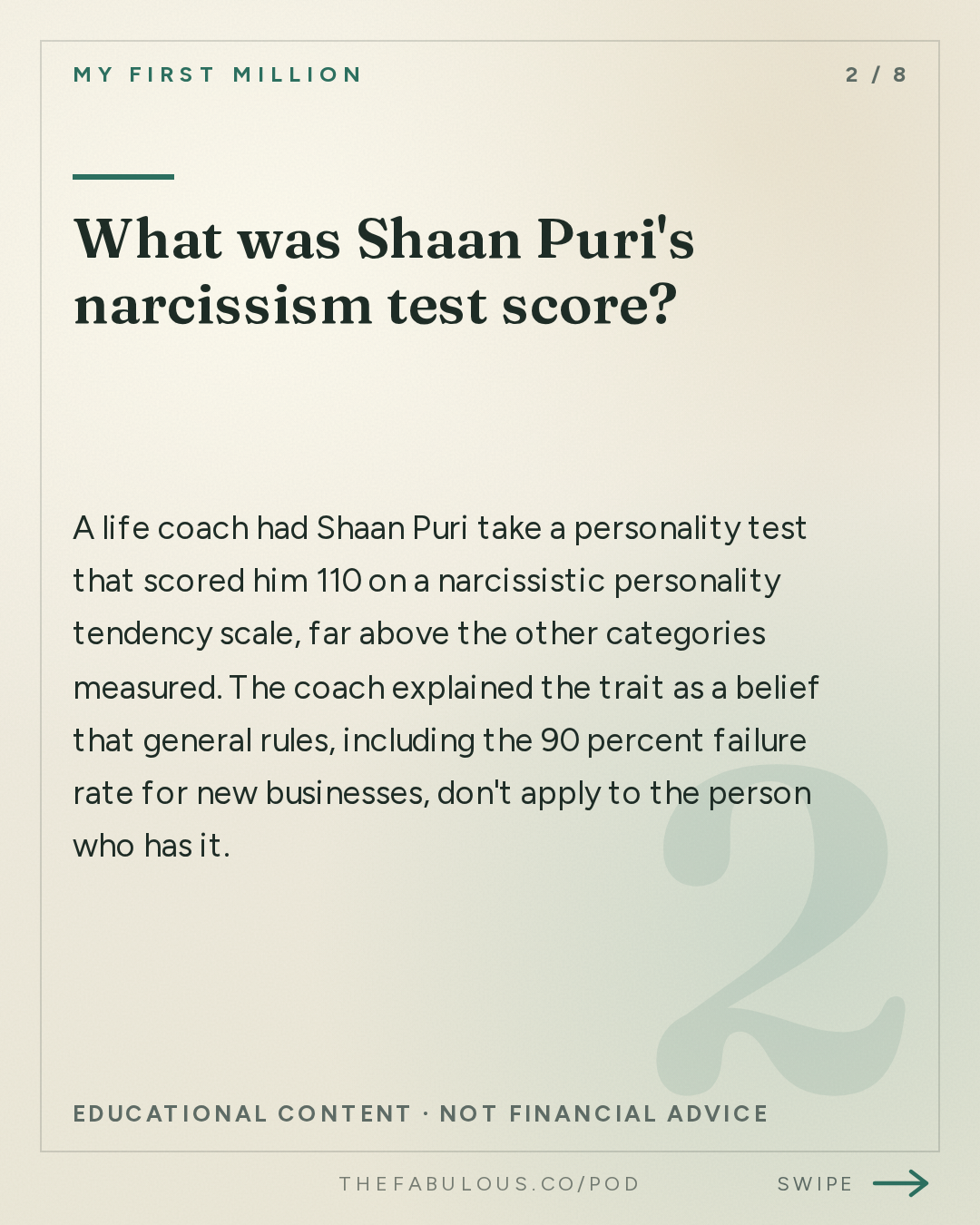 What was Shaan Puri's narcissism test score? — My First Million: 3 embarrassing moments that changed my life