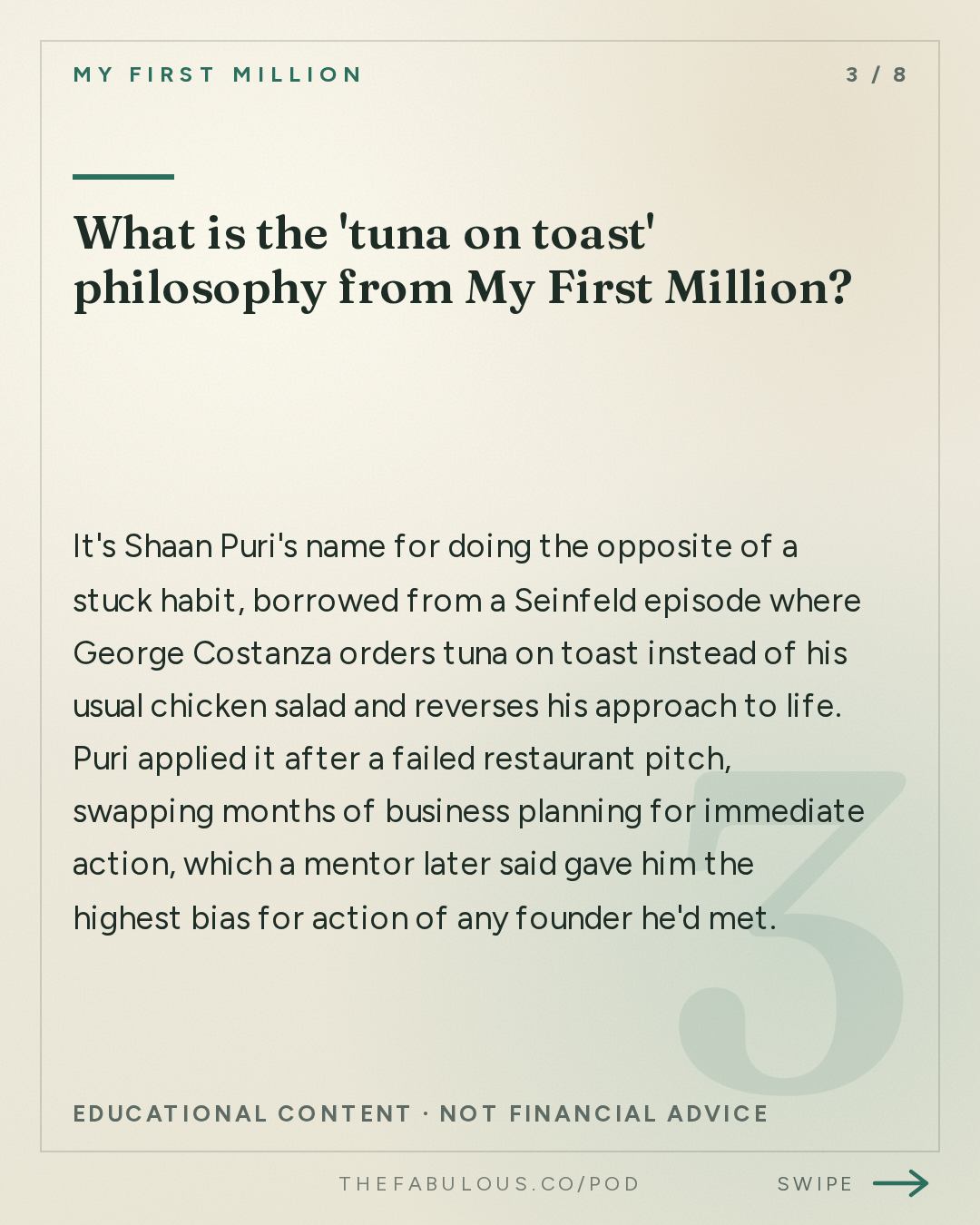 What is the 'tuna on toast' philosophy from My First Million? — My First Million: 3 embarrassing moments that changed my life