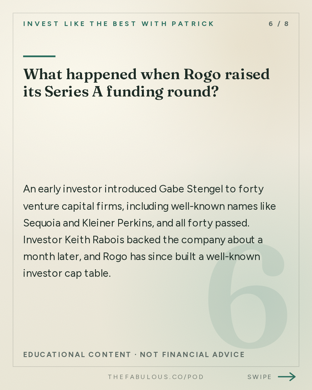 What happened when Rogo raised its Series A funding round? — Invest Like the Best with Patrick O'Shaughnessy: Gabe Stengel - Building Investing Superintelligence - [Invest Like the Best, EP.492]