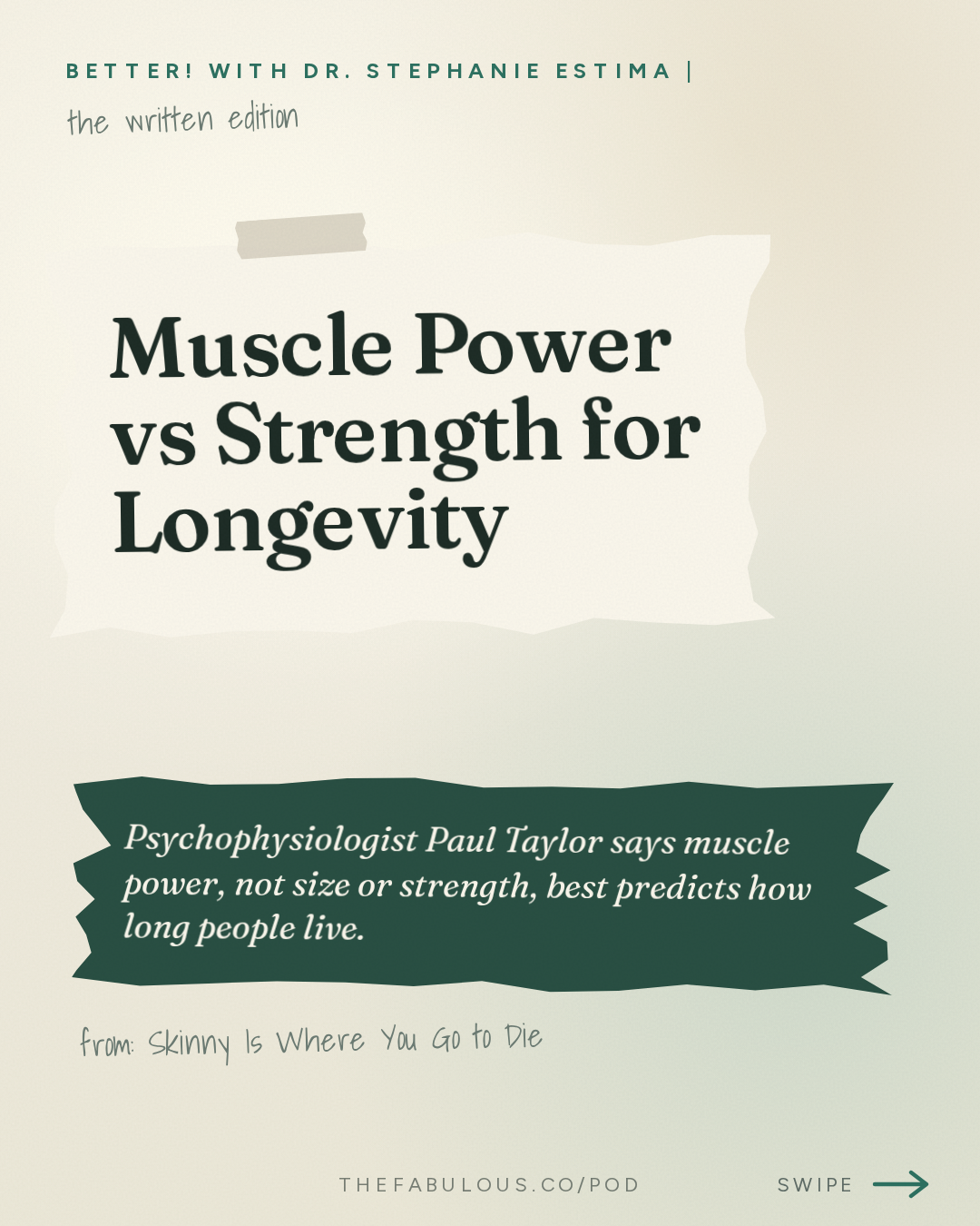 Muscle Power vs Strength for Longevity — BETTER! with Dr. Stephanie Estima | Strength, Body Composition & Perimenopause: Skinny Is Where You Go to Die: Muscle Power & Myokines for Ageing Women with Dr. Paul Taylor
