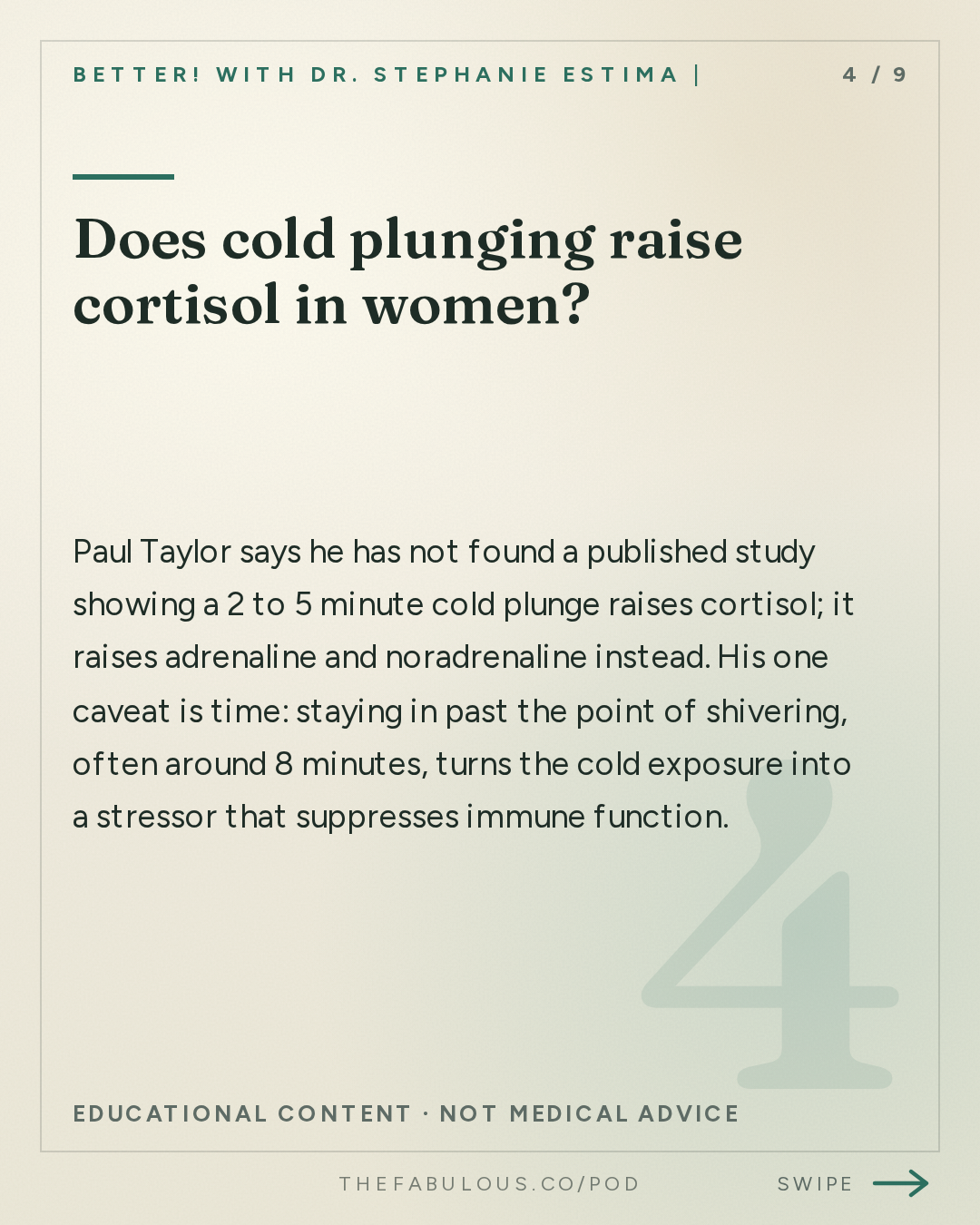 Does cold plunging raise cortisol in women? — BETTER! with Dr. Stephanie Estima | Strength, Body Composition & Perimenopause: Skinny Is Where You Go to Die: Muscle Power & Myokines for Ageing Women with Dr. Paul Taylor
