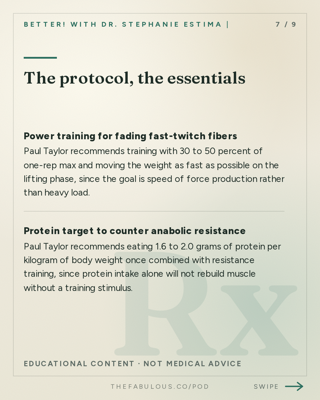 The protocol, the essentials — BETTER! with Dr. Stephanie Estima | Strength, Body Composition & Perimenopause: Skinny Is Where You Go to Die: Muscle Power & Myokines for Ageing Women with Dr. Paul Taylor