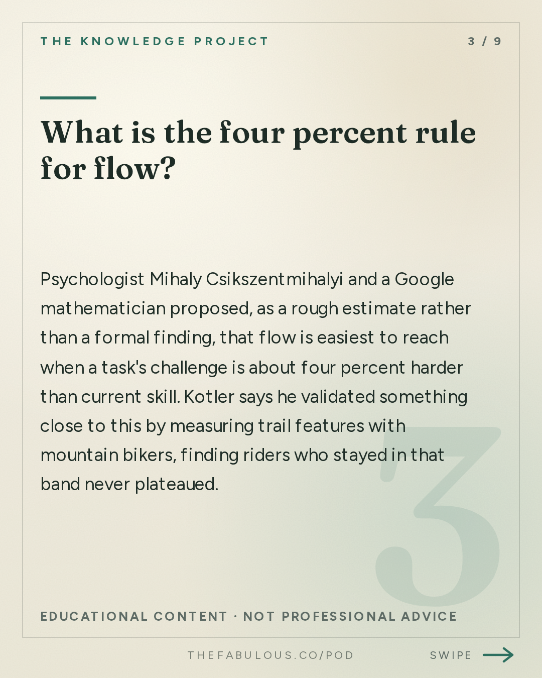 What is the four percent rule for flow? — The Knowledge Project: The Science of Doing Your Best Work