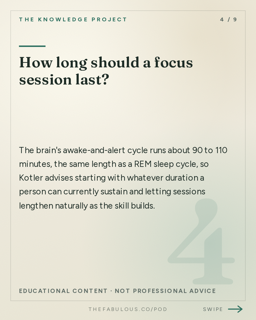 How long should a focus session last? — The Knowledge Project: The Science of Doing Your Best Work