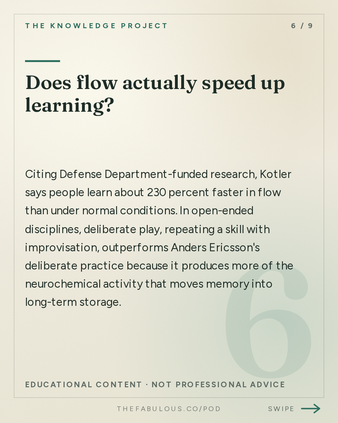 Does flow actually speed up learning? — The Knowledge Project: The Science of Doing Your Best Work