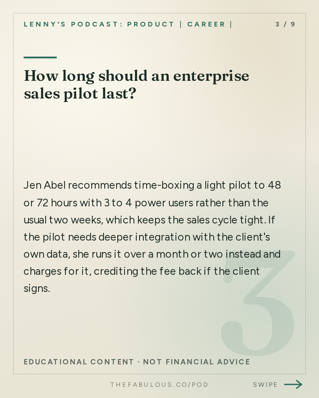 How long should an enterprise sales pilot last? — Lenny's Podcast: Product | Career | Growth: How to close $100K+ enterprise deals, step by step | Jen Abel