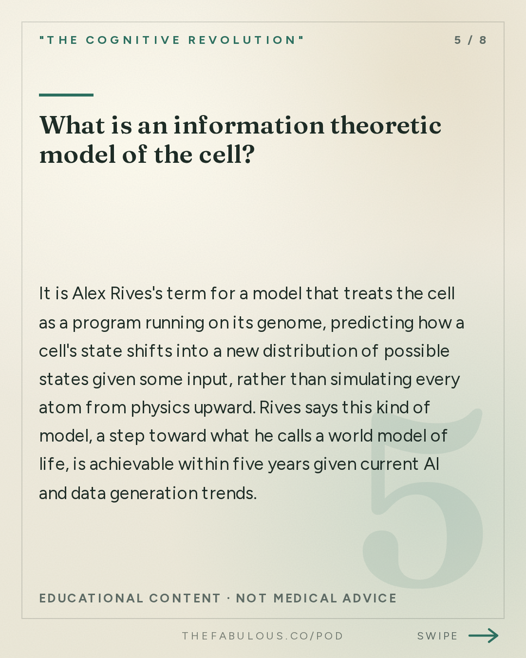 What is an information theoretic model of the cell? — "The Cognitive Revolution" : A World Model of Life: Biohub's Alex Rives on Virtual Cells, Measurement, & the $1.8B Data Push