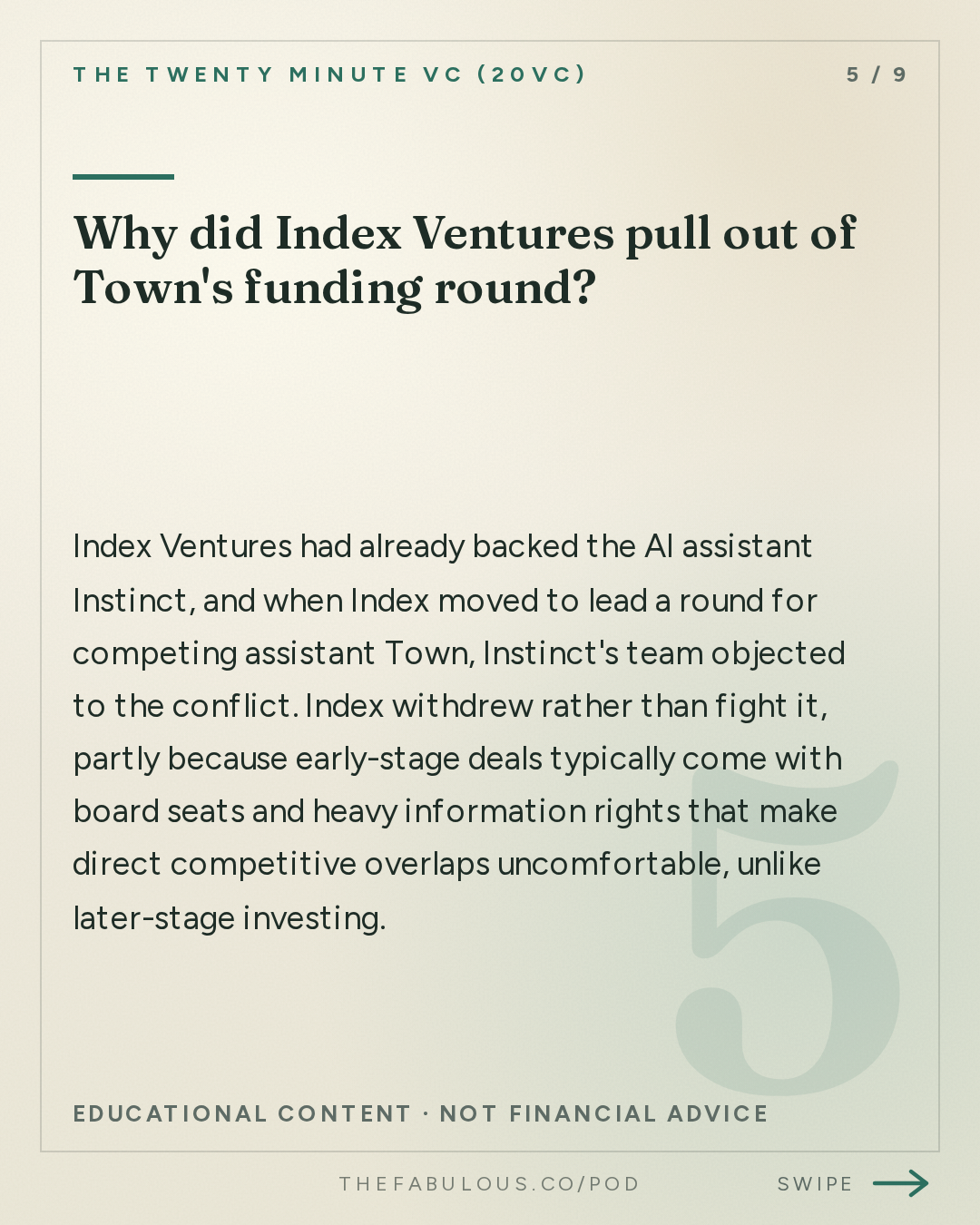 Why did Index Ventures pull out of Town's funding round? — The Twenty Minute VC (20VC): Venture Capital | Startup Funding | The Pitch: 20VC: Jensen Huang Declares AGI Has Arrived | GPT Astra and Fable 5.1 Accelerate the Model Race | Tesla Launches Cybercabs | Index Pulls Out of Town & Anthropic Pulls From Descartes Acquisition