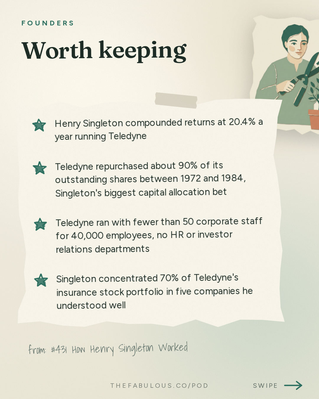 Worth keeping — Founders: #431 How Henry Singleton Worked