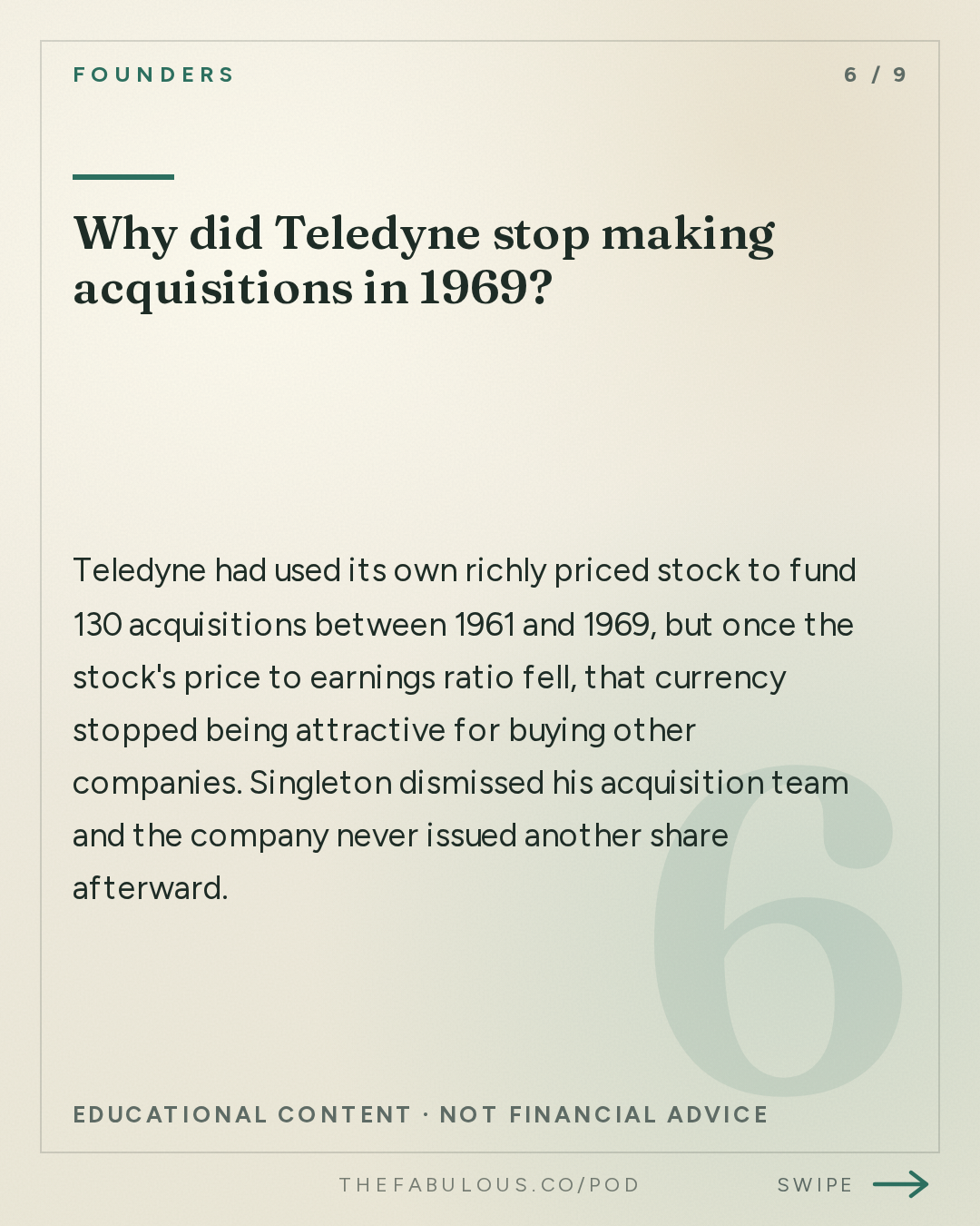 Why did Teledyne stop making acquisitions in 1969? — Founders: #431 How Henry Singleton Worked
