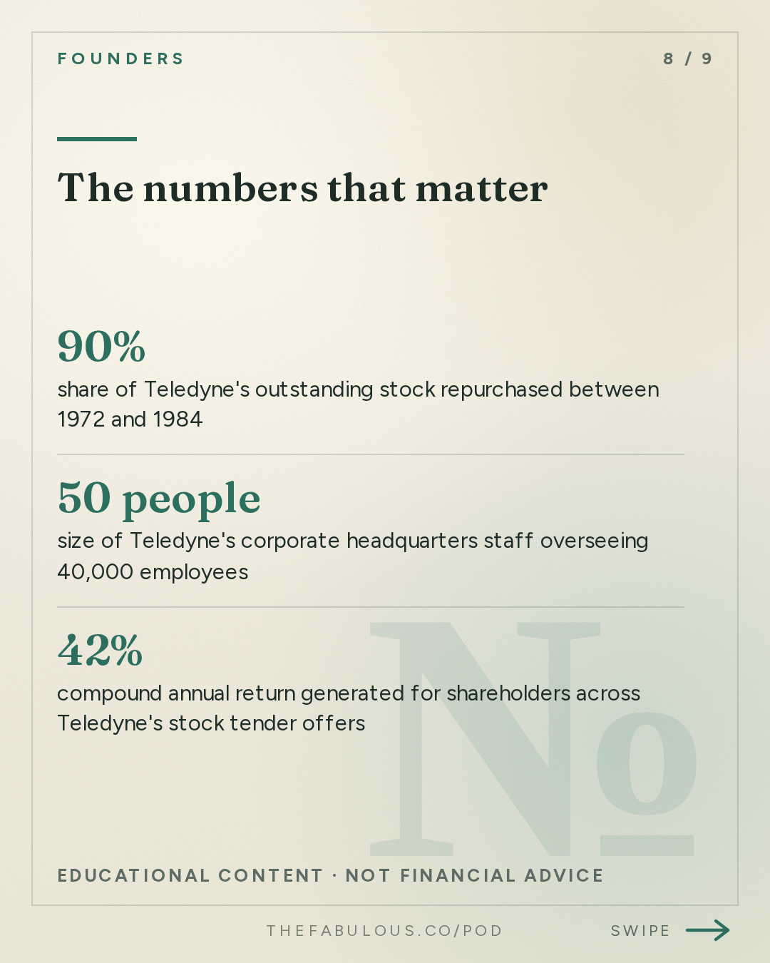 The numbers that matter — Founders: #431 How Henry Singleton Worked
