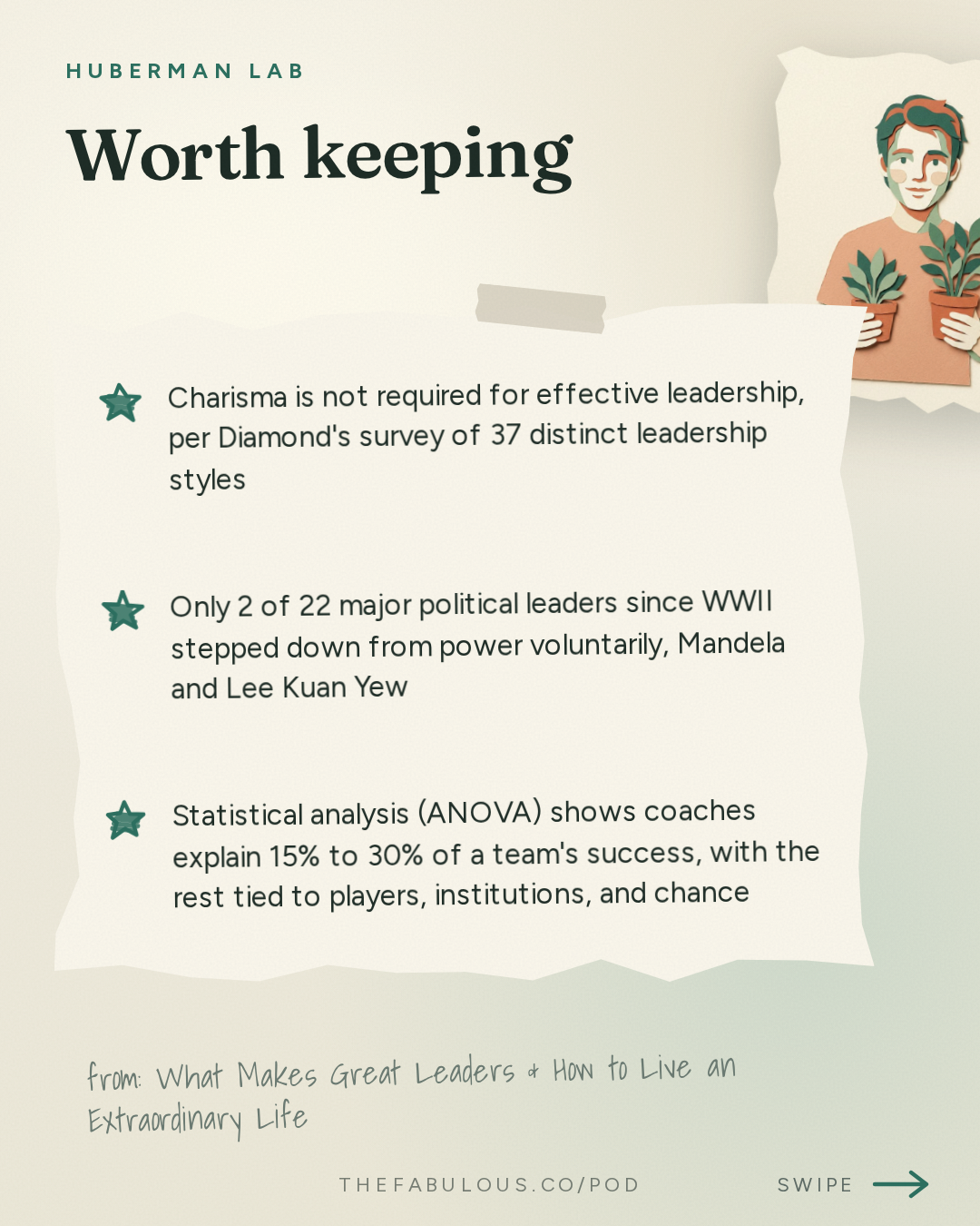 Worth keeping — Huberman Lab: What Makes Great Leaders & How to Live an Extraordinary Life | Dr. Jared Diamond
