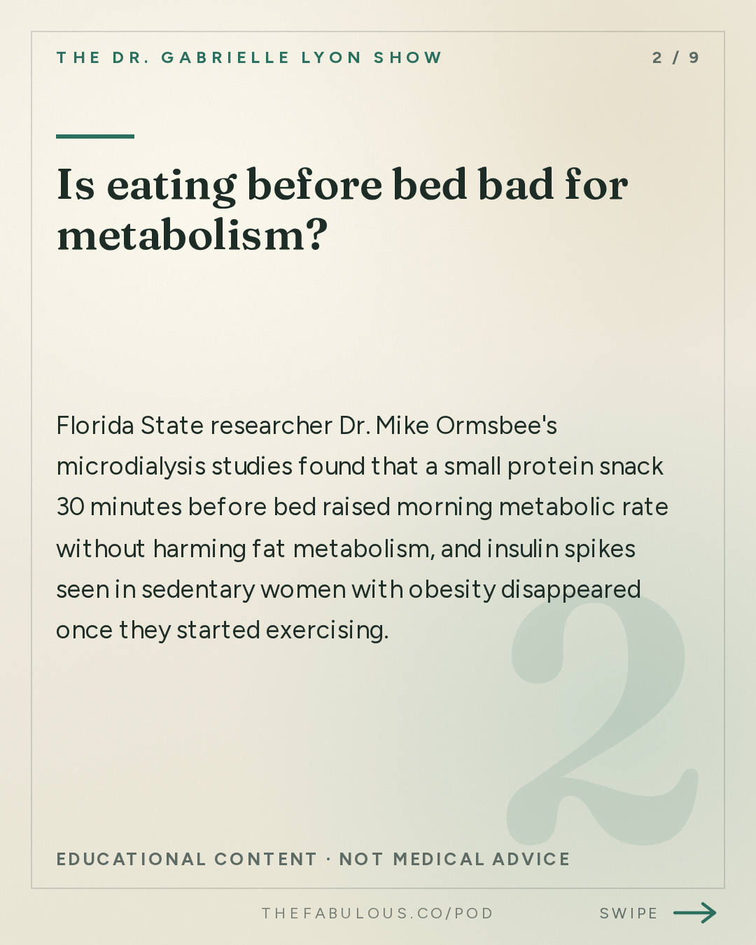 Is eating before bed bad for metabolism? — The Dr. Gabrielle Lyon Show: Dr. Mike Ormsbee: Eating Before Bed - What Probes in Belly Fat Revealed About Protein Snacks