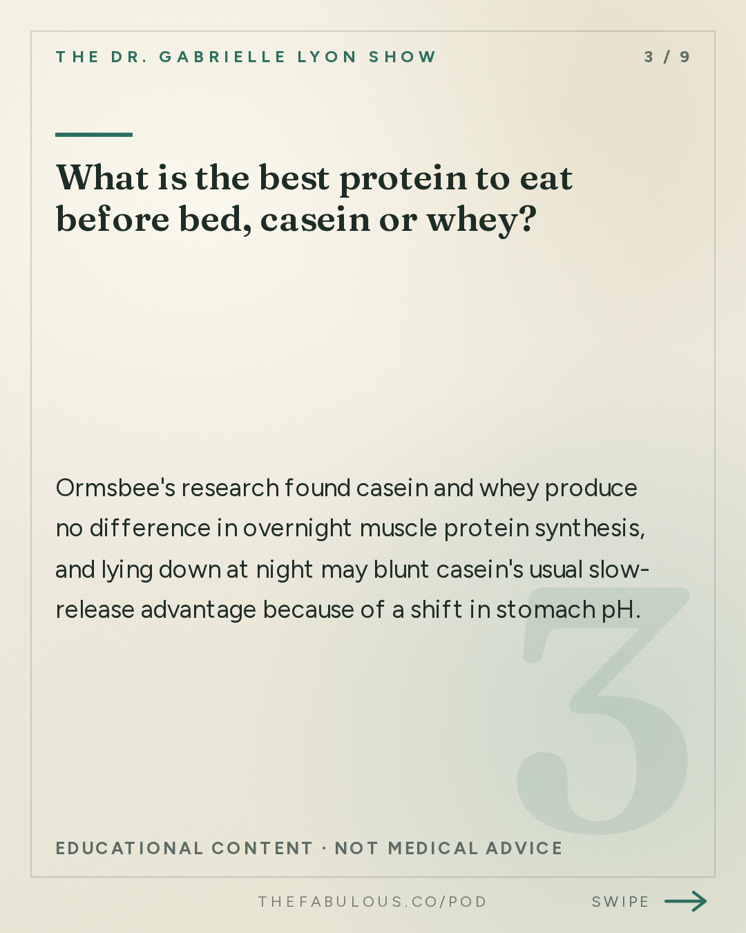 What is the best protein to eat before bed, casein or whey? — The Dr. Gabrielle Lyon Show: Dr. Mike Ormsbee: Eating Before Bed - What Probes in Belly Fat Revealed About Protein Snacks