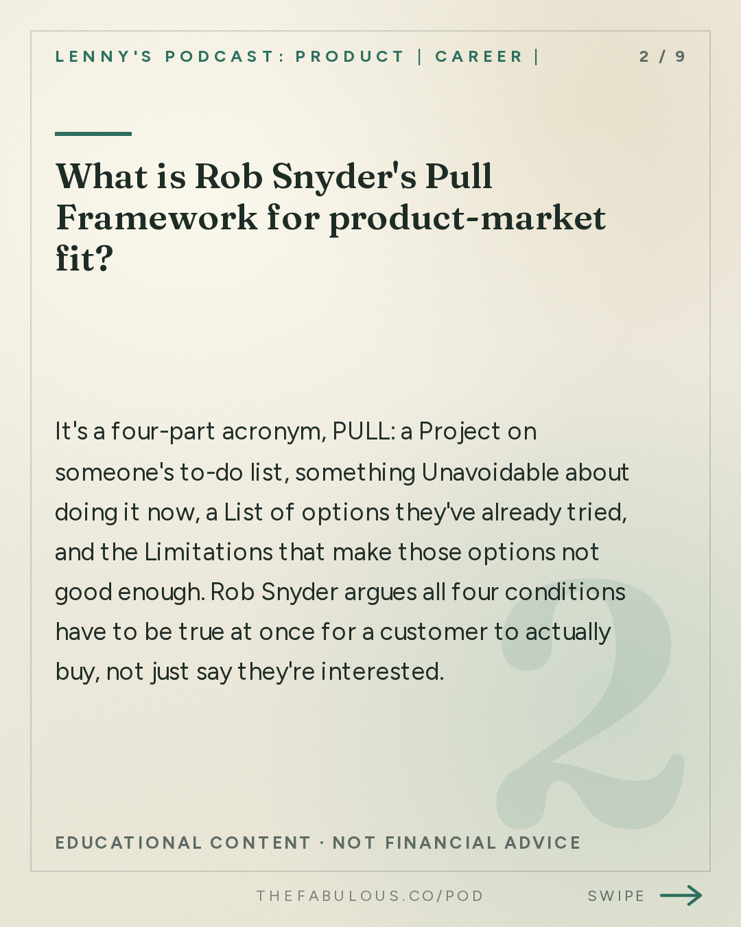 What is Rob Snyder's Pull Framework for product-market fit? — Lenny's Podcast: Product | Career | Growth: An 86-minute guide to finding PMF | Rob Snyder (Author, The Power of Pull)