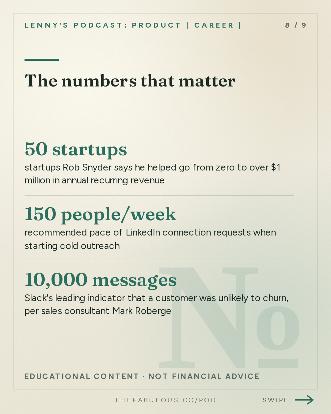 The numbers that matter — Lenny's Podcast: Product | Career | Growth: An 86-minute guide to finding PMF | Rob Snyder (Author, The Power of Pull)