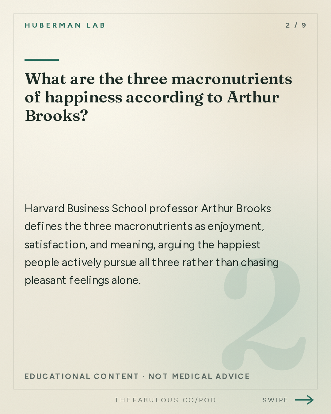 What are the three macronutrients of happiness according to Arthur Brooks? — Huberman Lab: The Art of True Happiness | Dr. Arthur Brooks