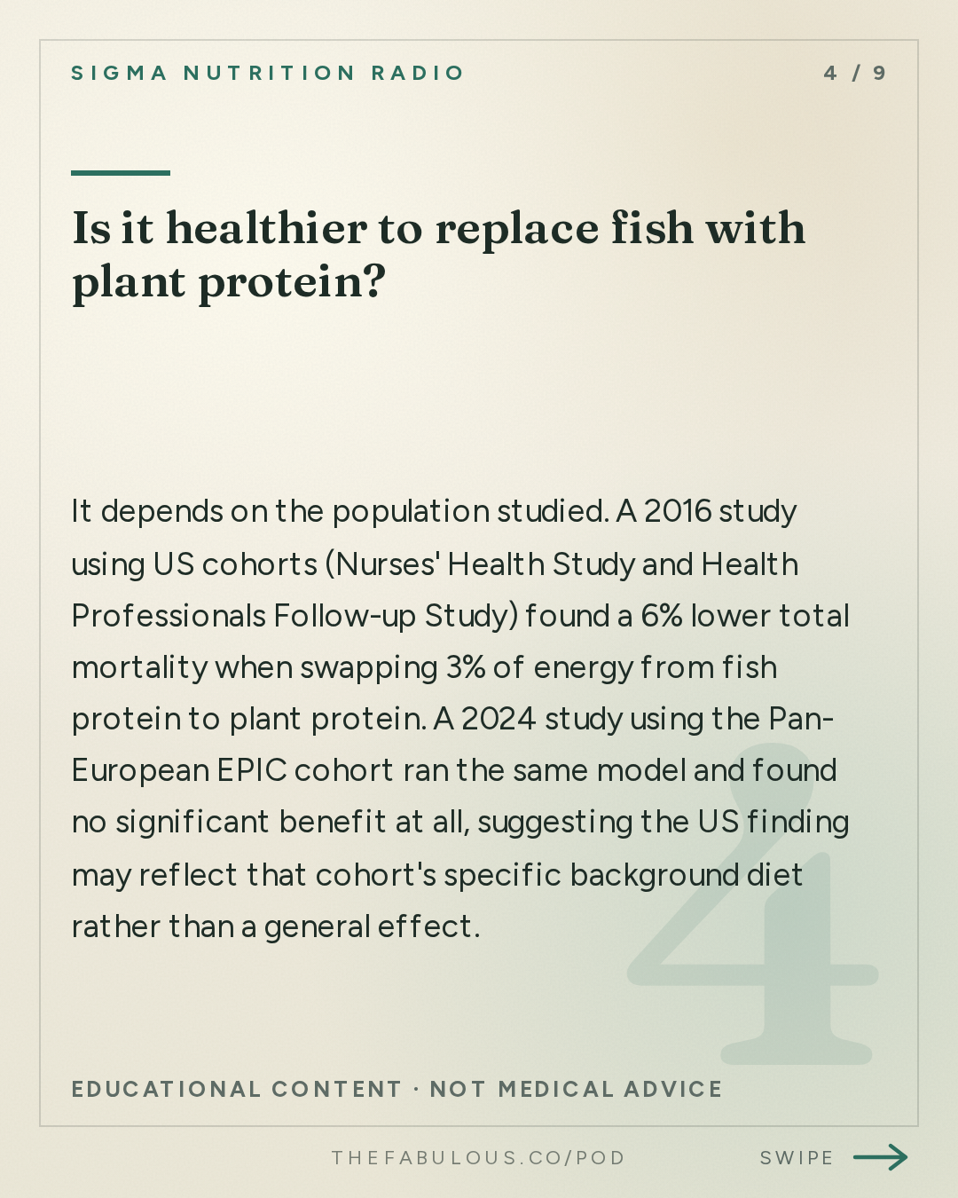 Is it healthier to replace fish with plant protein? — Sigma Nutrition Radio: #619: How Much Fish Should a Healthy Diet Contain?