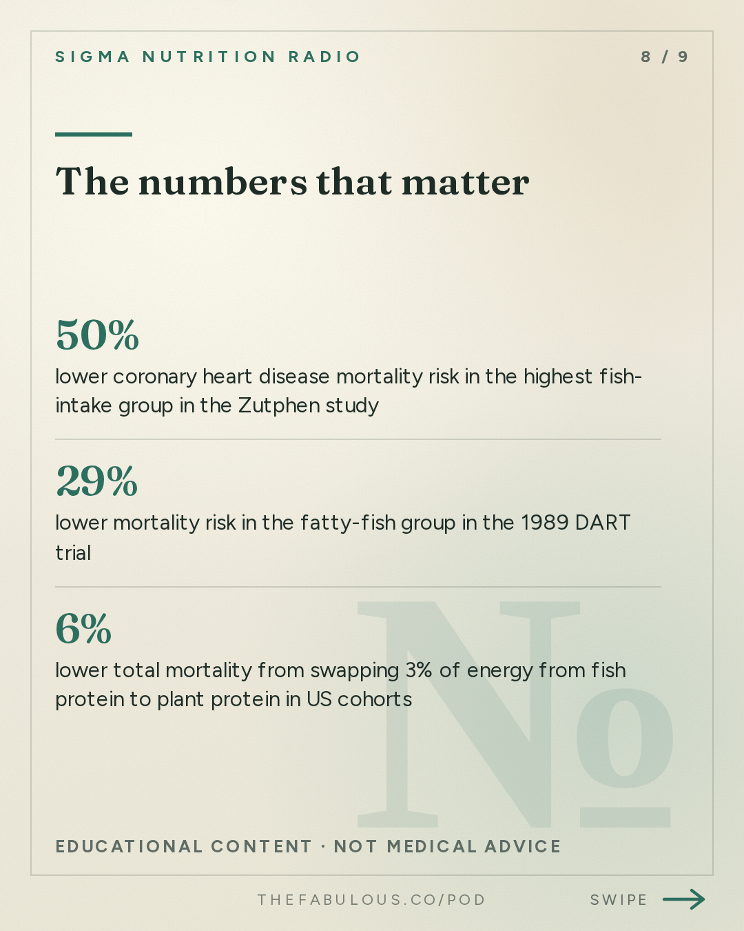 The numbers that matter — Sigma Nutrition Radio: #619: How Much Fish Should a Healthy Diet Contain?