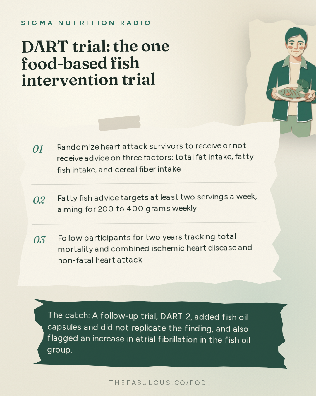DART trial: the one food-based fish intervention trial — Sigma Nutrition Radio: #619: How Much Fish Should a Healthy Diet Contain?
