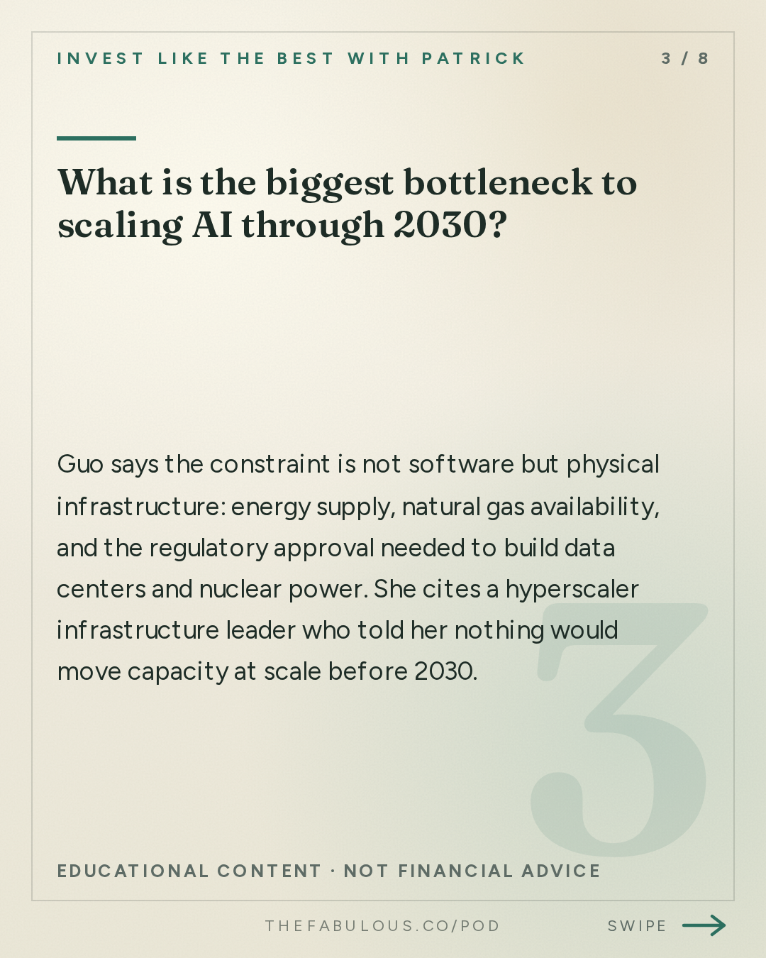What is the biggest bottleneck to scaling AI through 2030? — Invest Like the Best with Patrick O'Shaughnessy: Sarah Guo - What the 250 People Building AI Believe - [Invest Like the Best, EP.489]