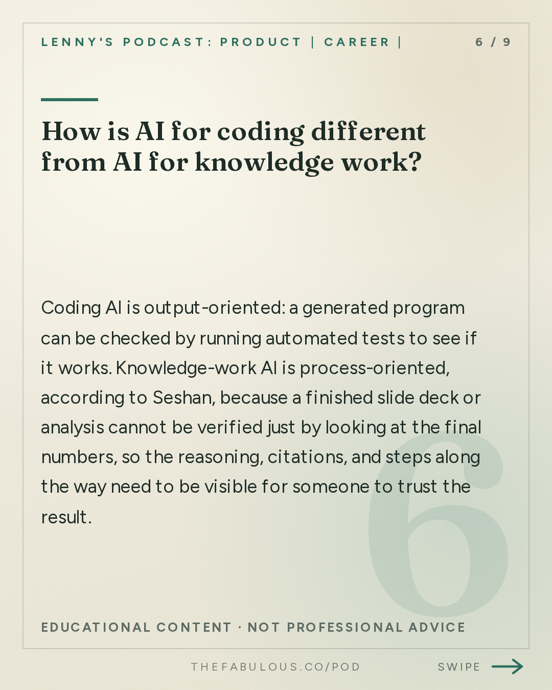 How is AI for coding different from AI for knowledge work? — Lenny's Podcast: Product | Career | Growth: AI’s third era: the rise of persistent AI coworkers | Tara Seshan (OpenAI’s product lead)