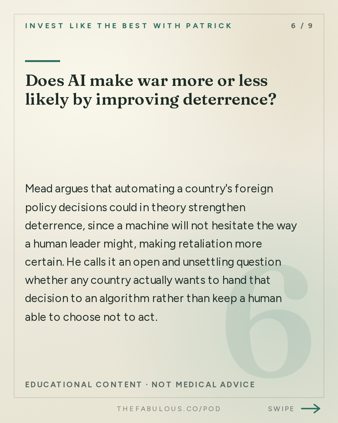 Does AI make war more or less likely by improving deterrence? — Invest Like the Best with Patrick O'Shaughnessy: Walter Russell Mead - How America Keeps Winning - [Invest Like the Best, EP.490]