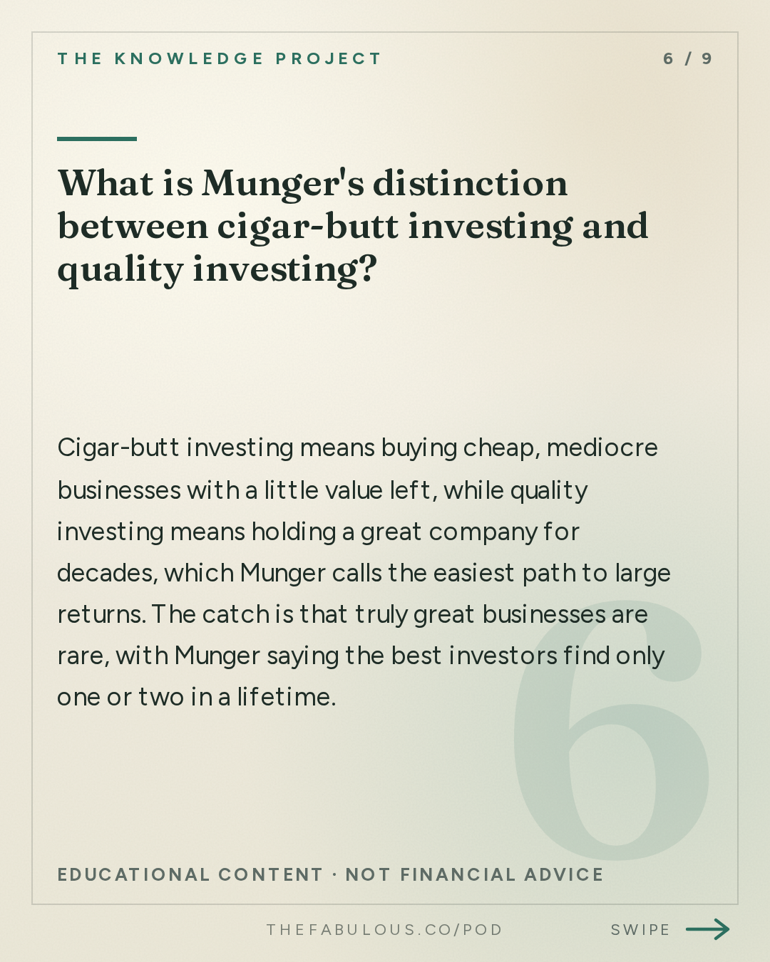 What is Munger's distinction between cigar-butt investing and quality investing? — The Knowledge Project: Charlie Munger's Interview with Todd Combs