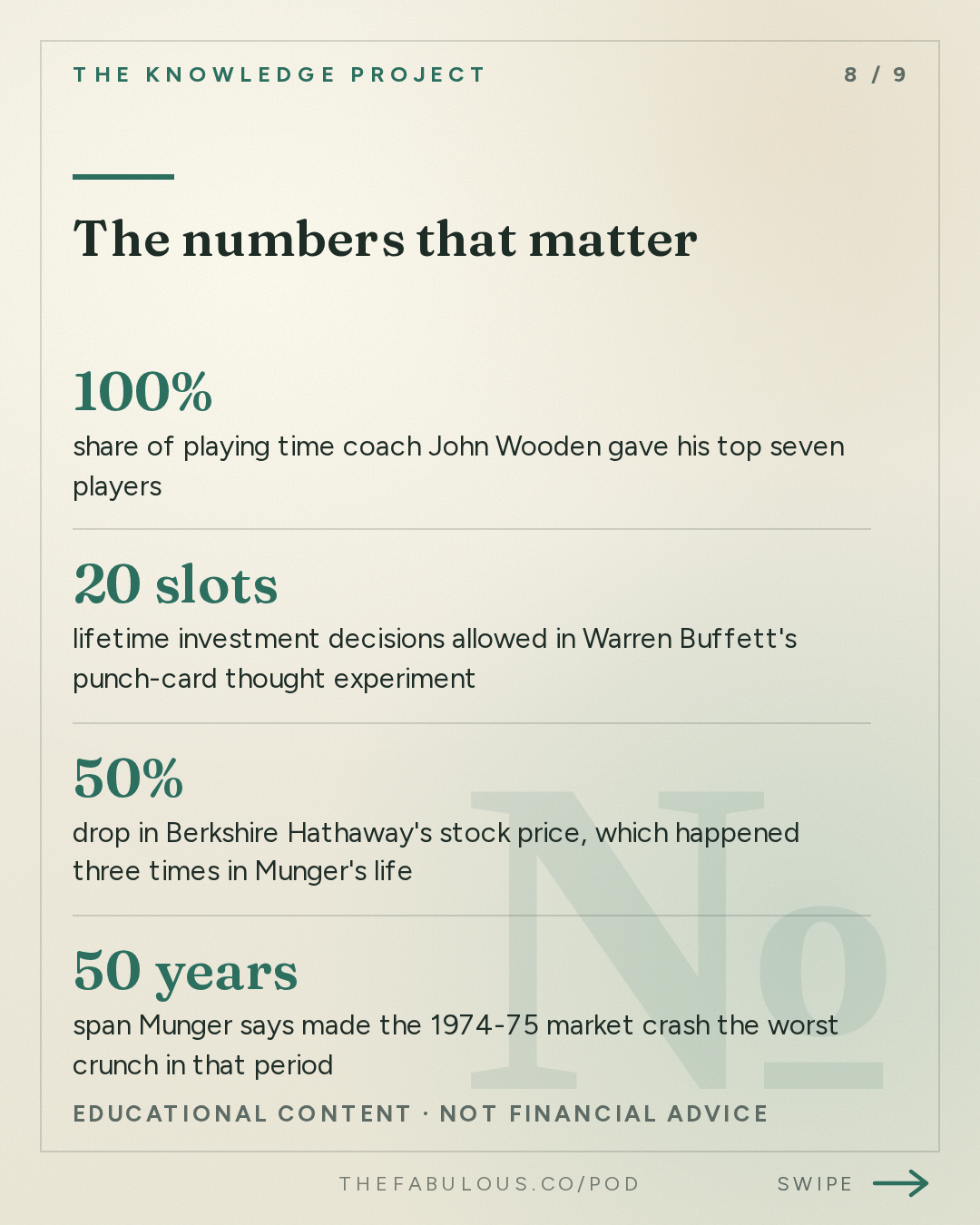 The numbers that matter — The Knowledge Project: Charlie Munger's Interview with Todd Combs