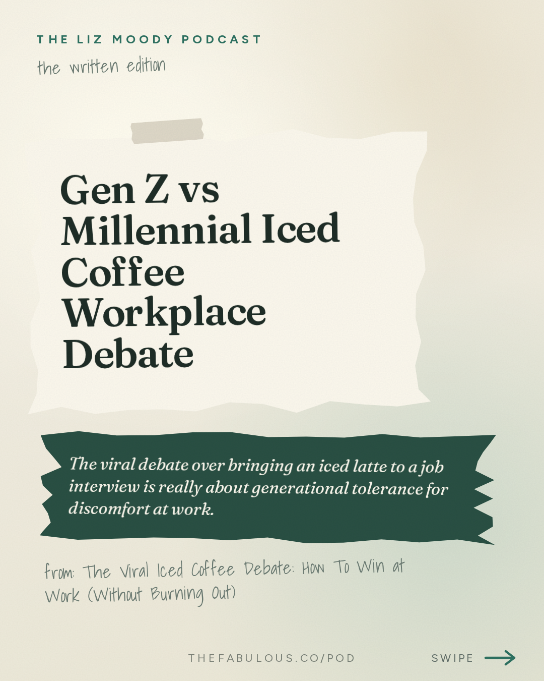 Gen Z vs Millennial Iced Coffee Workplace Debate — The Liz Moody Podcast: The Viral Iced Coffee Debate: How To Win at Work (Without Burning Out)