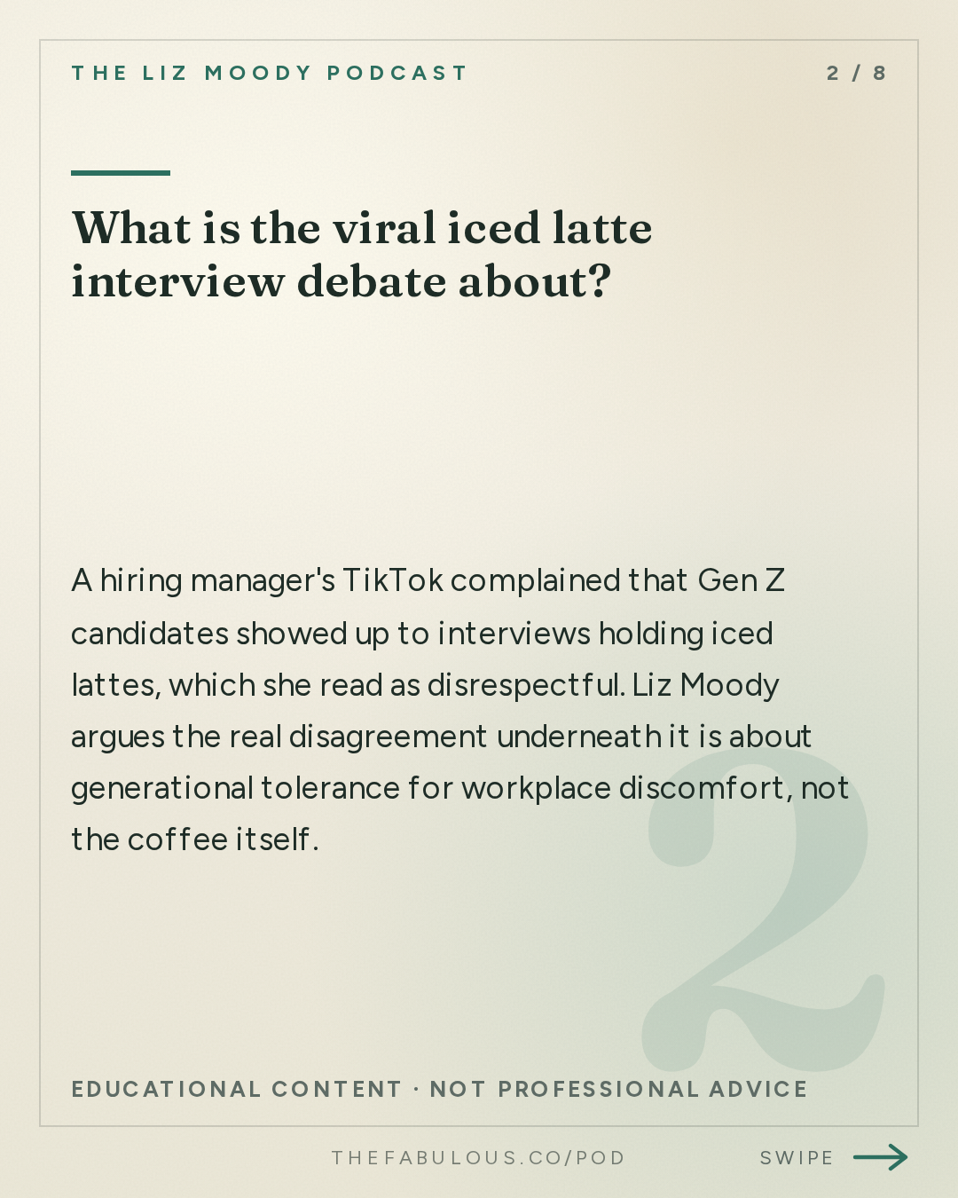 What is the viral iced latte interview debate about? — The Liz Moody Podcast: The Viral Iced Coffee Debate: How To Win at Work (Without Burning Out)