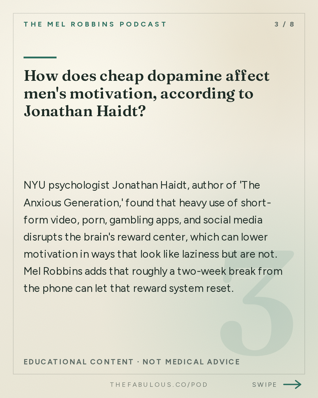 How does cheap dopamine affect men's motivation, according to Jonathan Haidt? — The Mel Robbins Podcast: The Best Relationship Advice I’d Give My 27-Year-Old Daughter