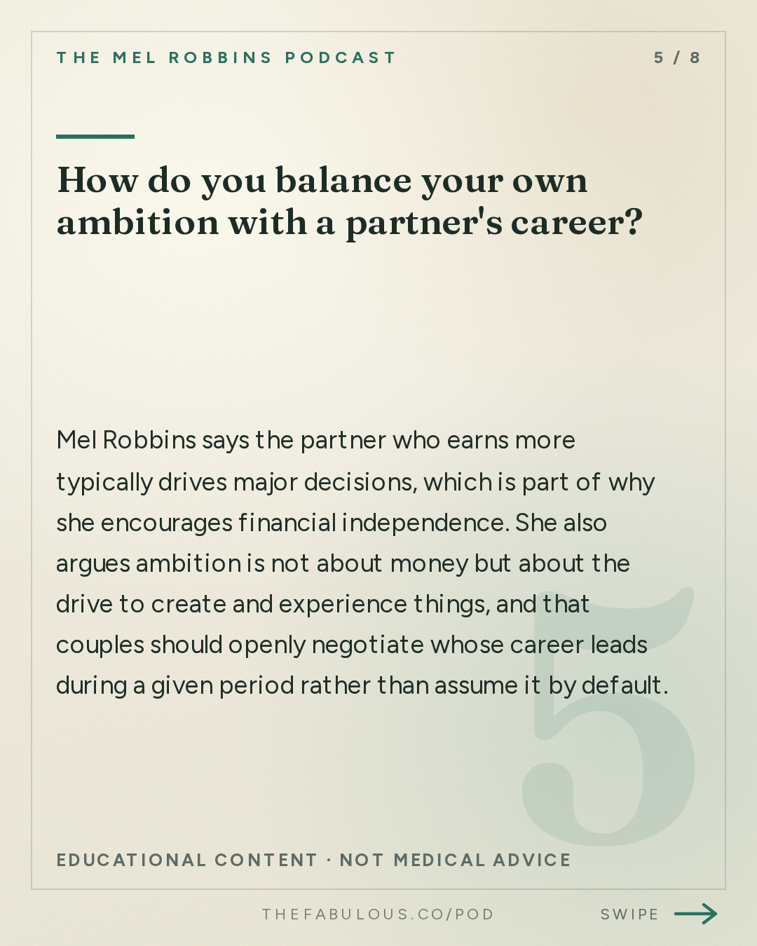 How do you balance your own ambition with a partner's career? — The Mel Robbins Podcast: The Best Relationship Advice I’d Give My 27-Year-Old Daughter