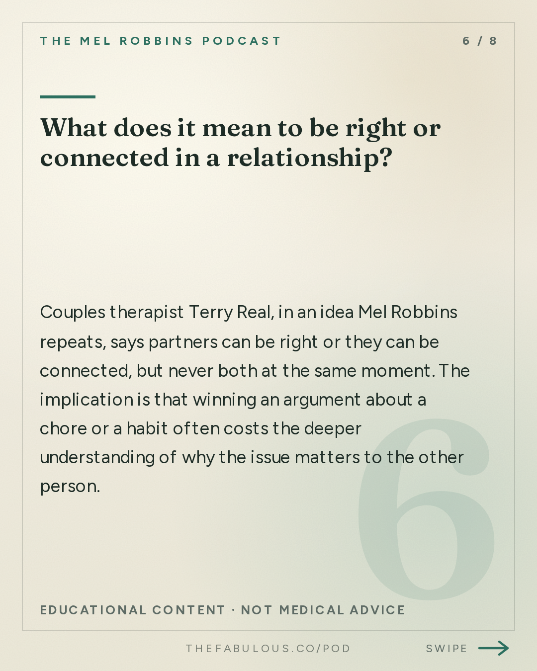 What does it mean to be right or connected in a relationship? — The Mel Robbins Podcast: The Best Relationship Advice I’d Give My 27-Year-Old Daughter