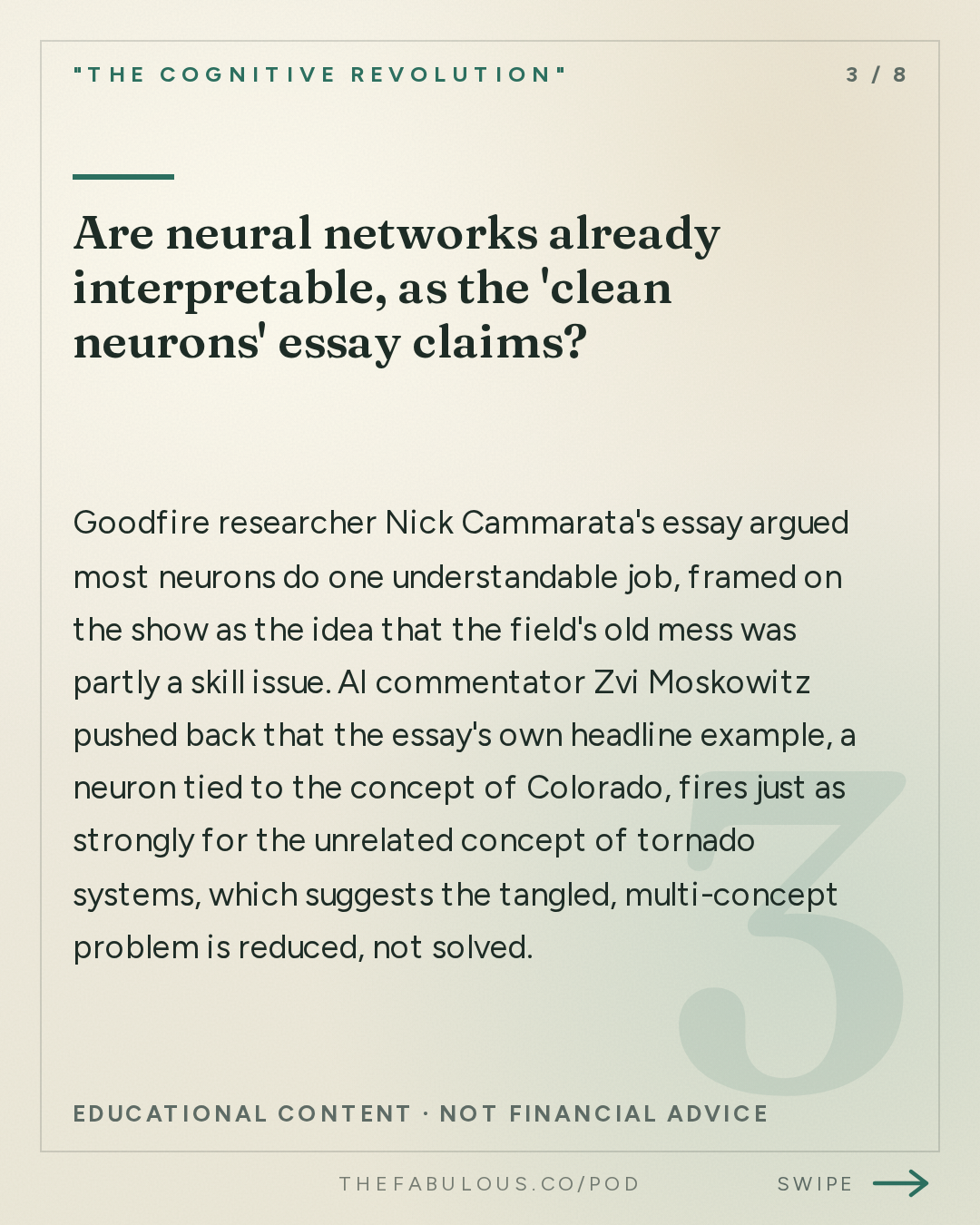 Are neural networks already interpretable, as the 'clean neurons' essay claims? — "The Cognitive Revolution" : AI:AM Highlights: Clean Neurons, Black October, the GPU Credit Crunch, and Buying the Supply Chain