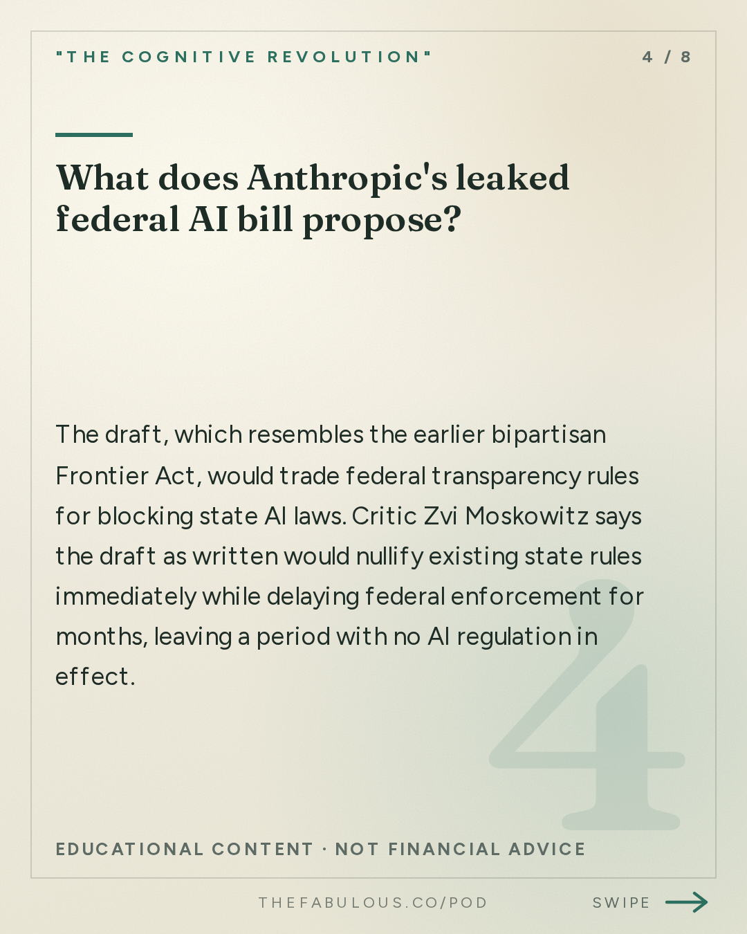 What does Anthropic's leaked federal AI bill propose? — "The Cognitive Revolution" : AI:AM Highlights: Clean Neurons, Black October, the GPU Credit Crunch, and Buying the Supply Chain