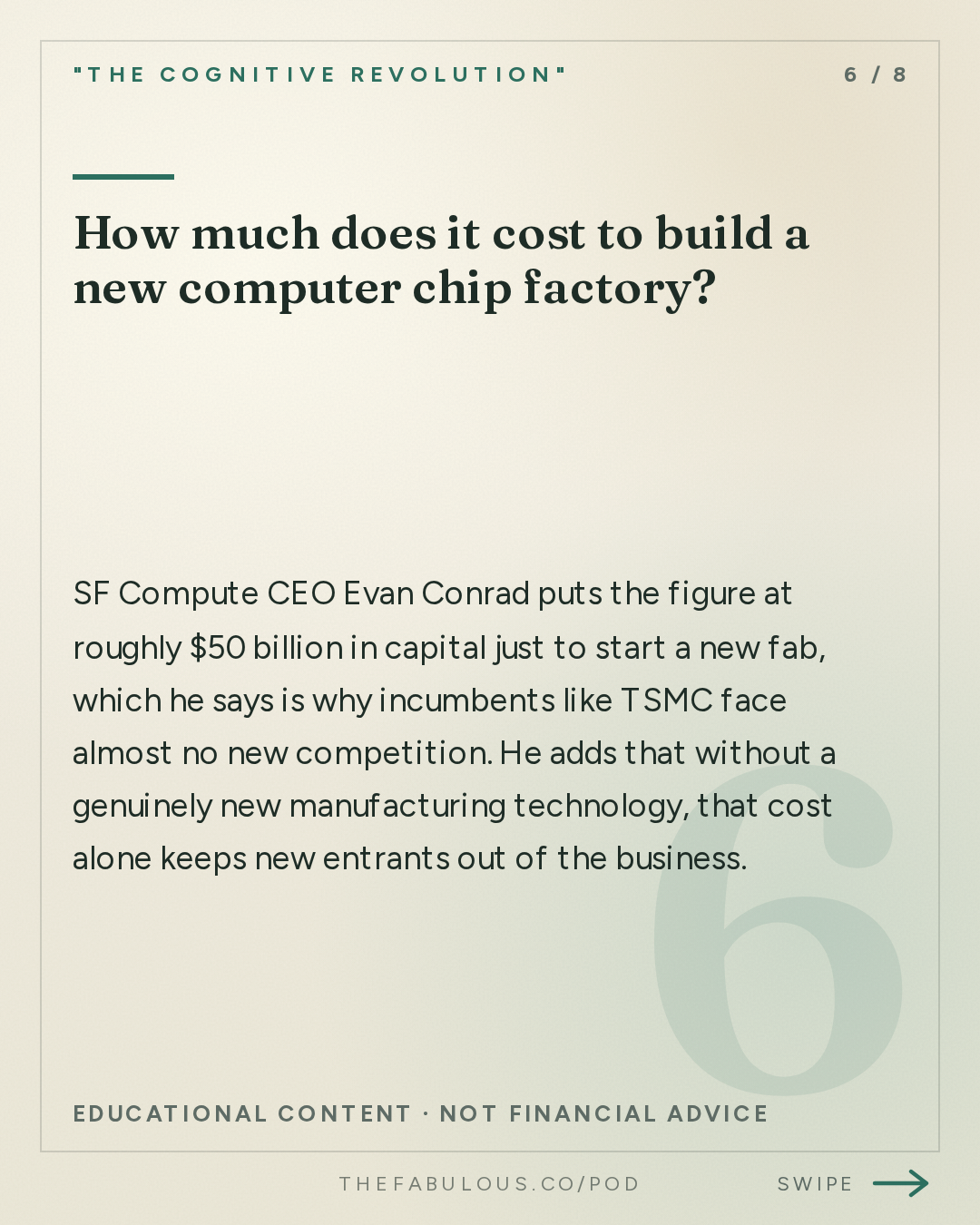 How much does it cost to build a new computer chip factory? — "The Cognitive Revolution" : AI:AM Highlights: Clean Neurons, Black October, the GPU Credit Crunch, and Buying the Supply Chain