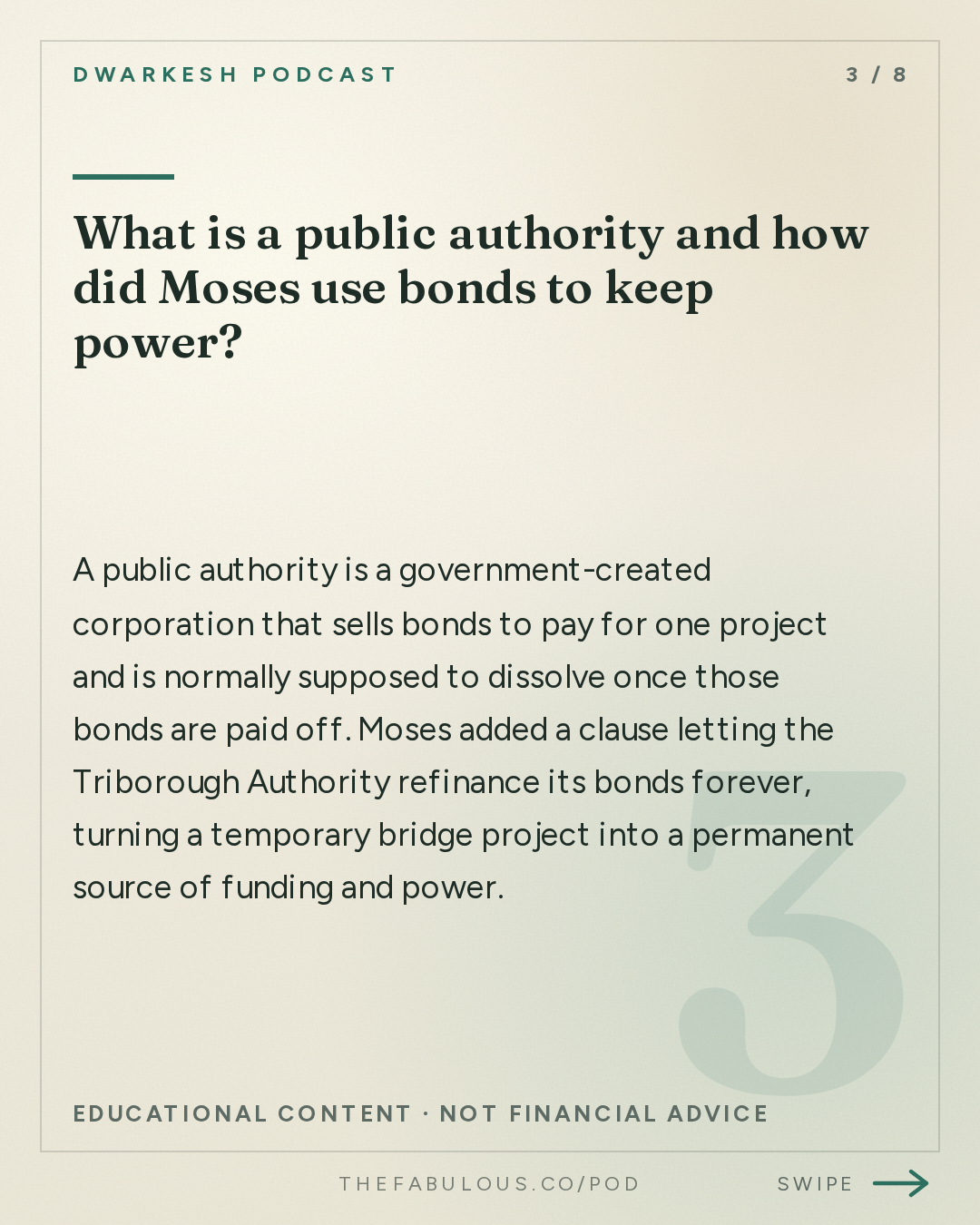 What is a public authority and how did Moses use bonds to keep power? — Dwarkesh Podcast: What I learned about power from LBJ and Robert Moses