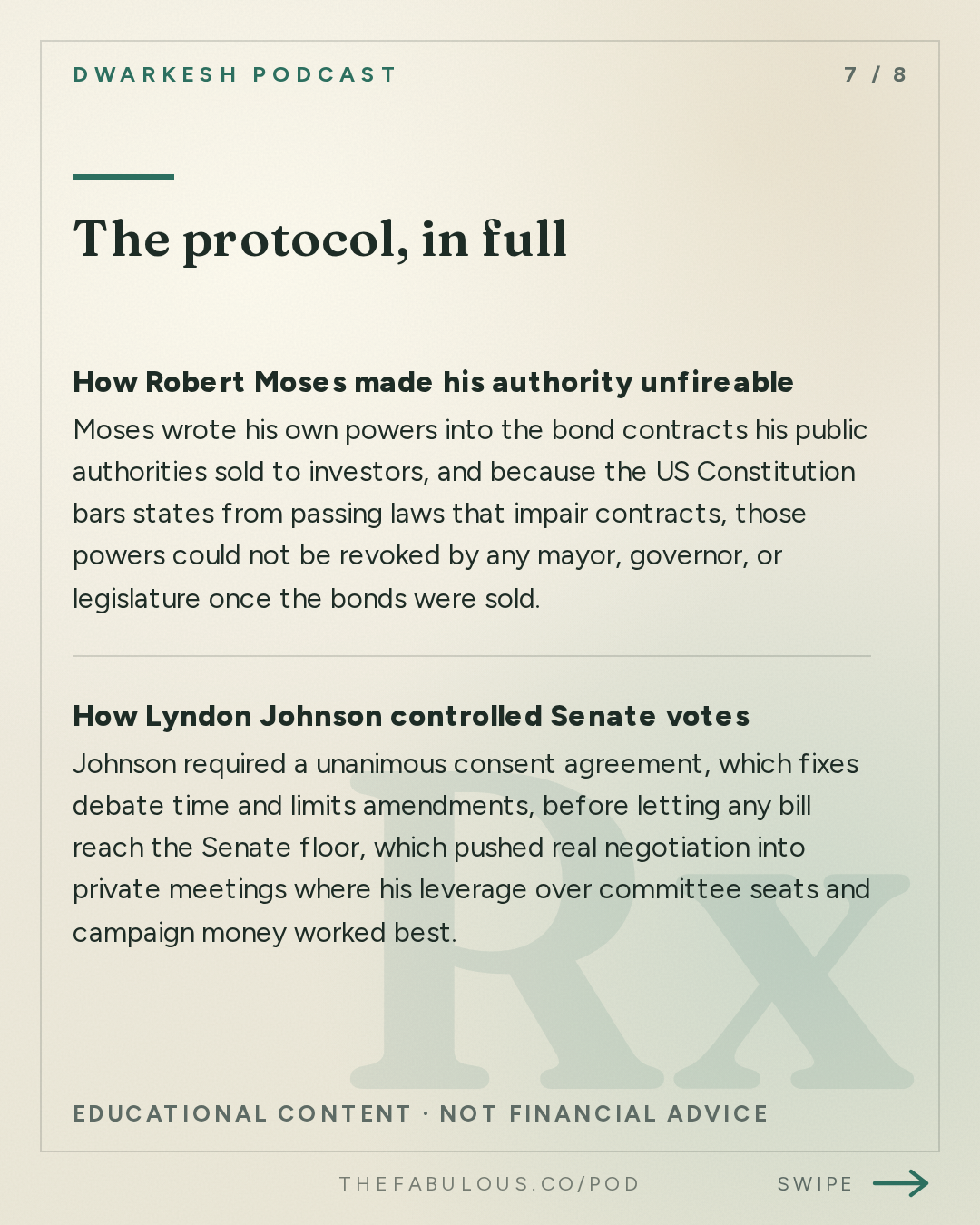 The protocol, in full — Dwarkesh Podcast: What I learned about power from LBJ and Robert Moses