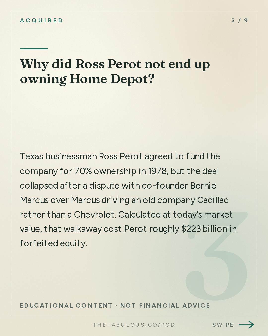 Why did Ross Perot not end up owning Home Depot? — Acquired: Home Depot