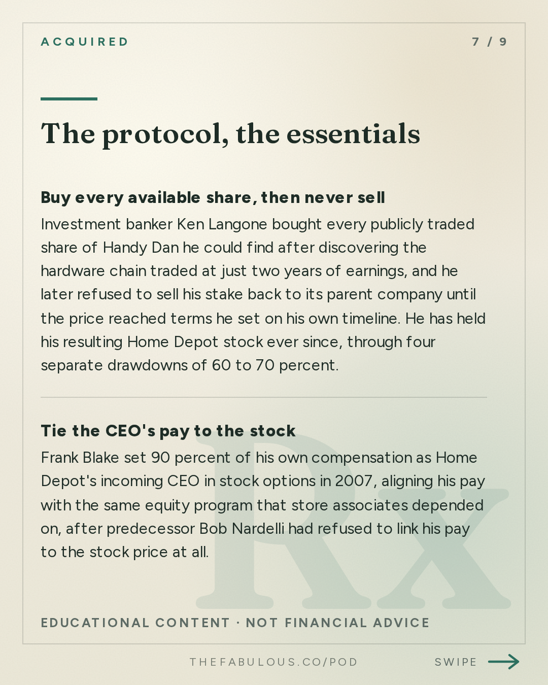 The protocol, the essentials — Acquired: Home Depot