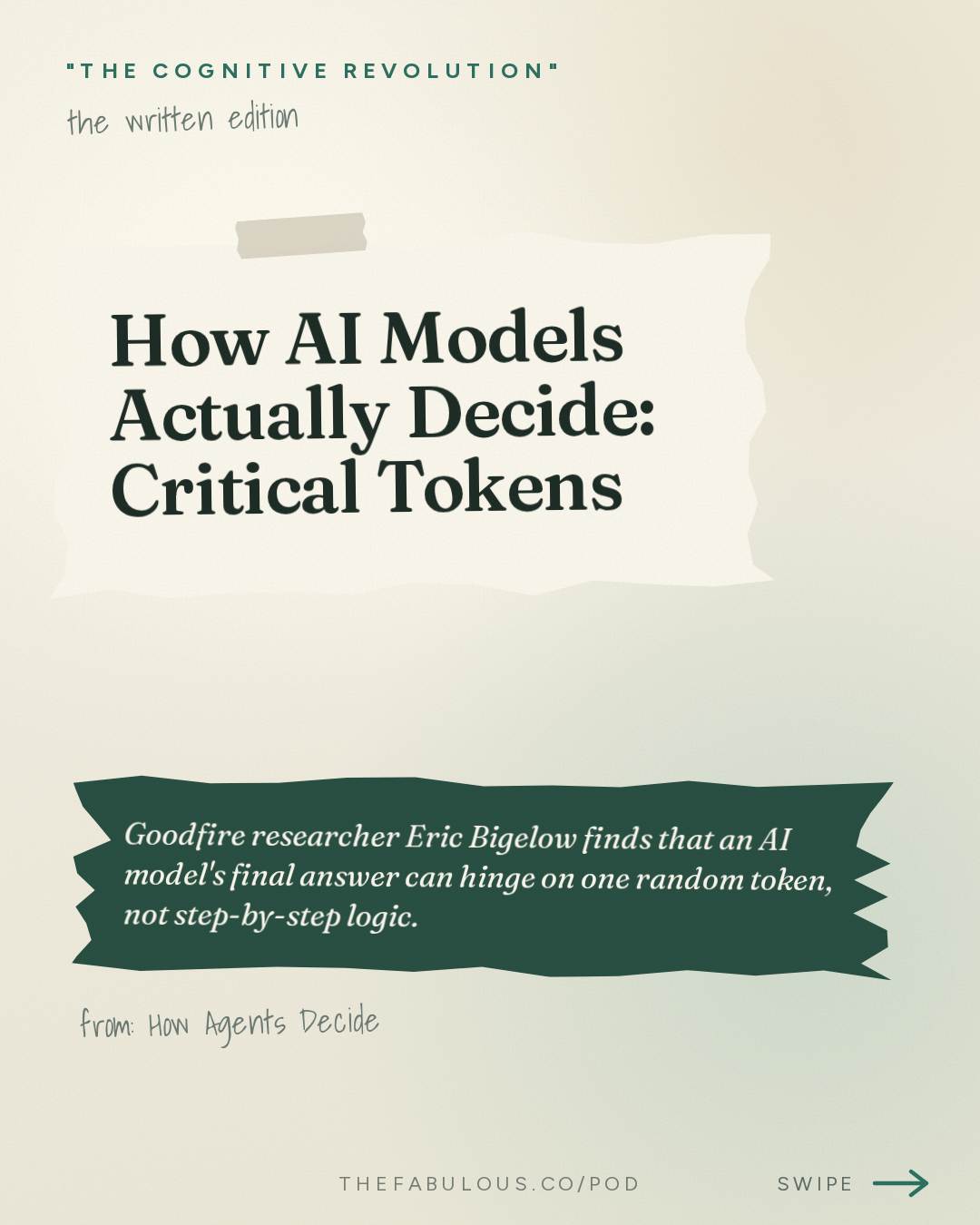 How AI Models Actually Decide: Critical Tokens — "The Cognitive Revolution" : How Agents Decide: Goodfire's Eric Bigelow on Critical Tokens, Phase Shifts, & In-Context Learning