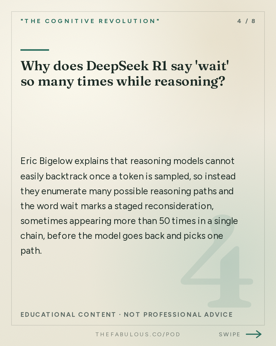 Why does DeepSeek R1 say 'wait' so many times while reasoning? — "The Cognitive Revolution" : How Agents Decide: Goodfire's Eric Bigelow on Critical Tokens, Phase Shifts, & In-Context Learning